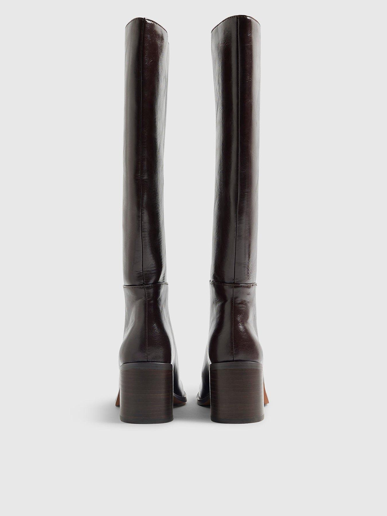 Image 4 of 6 of River Island Block Heel High Leg Boot - Brown