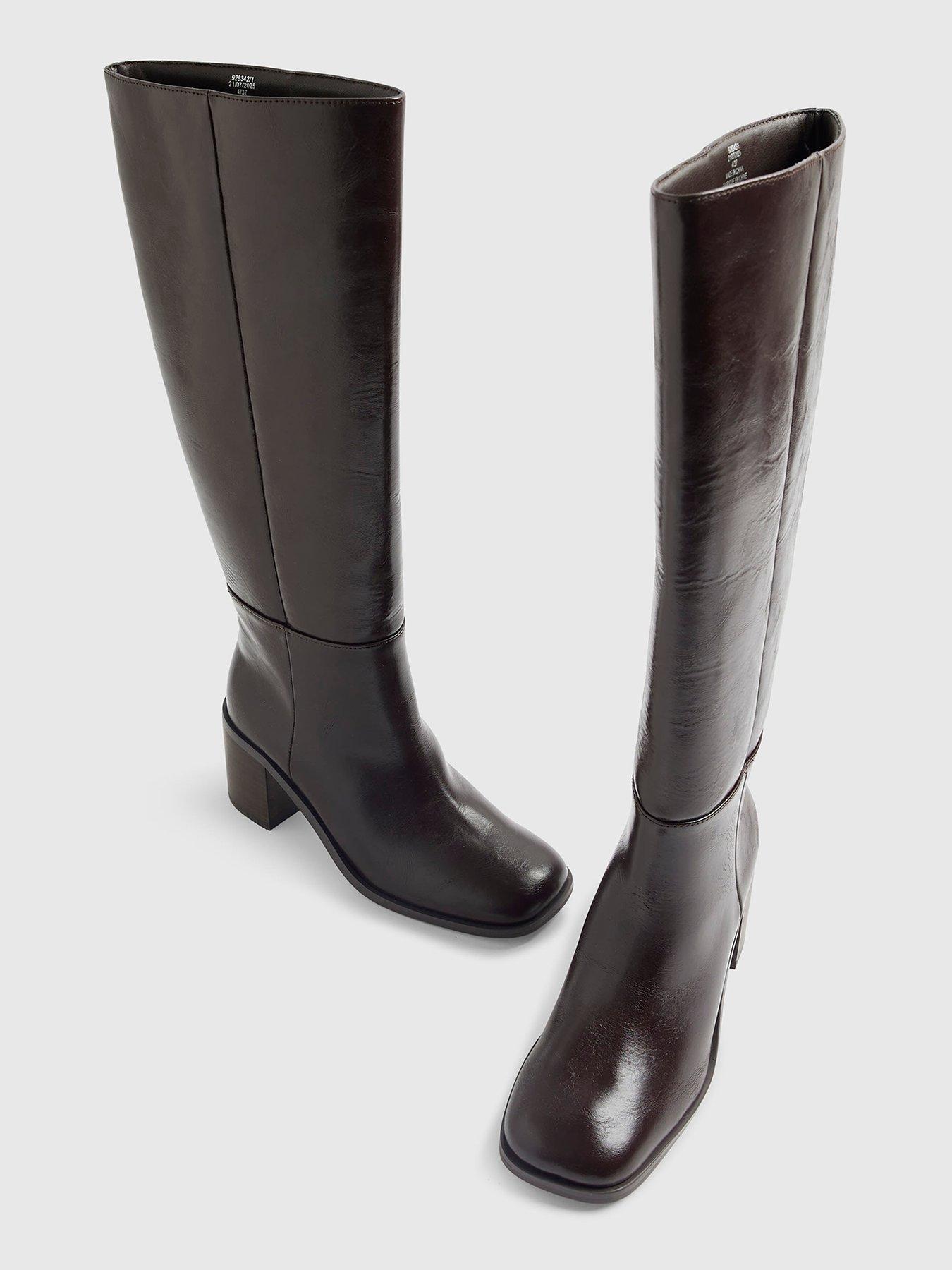 Image 5 of 6 of River Island Block Heel High Leg Boot - Brown
