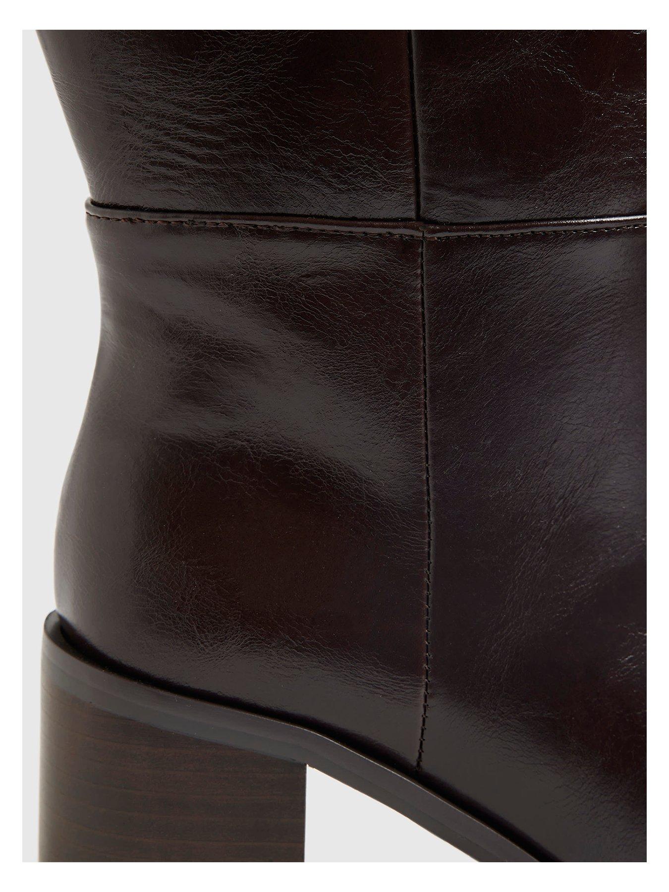 Image 6 of 6 of River Island Block Heel High Leg Boot - Brown