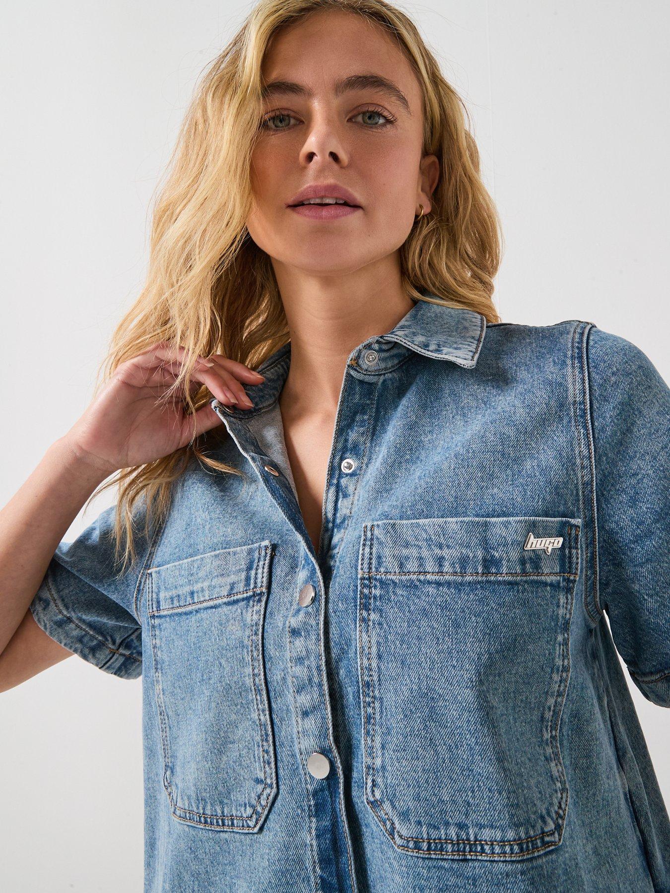hugo denim dress Buy HUGO Blue Gandira Mini Denim Dress from Next USA
