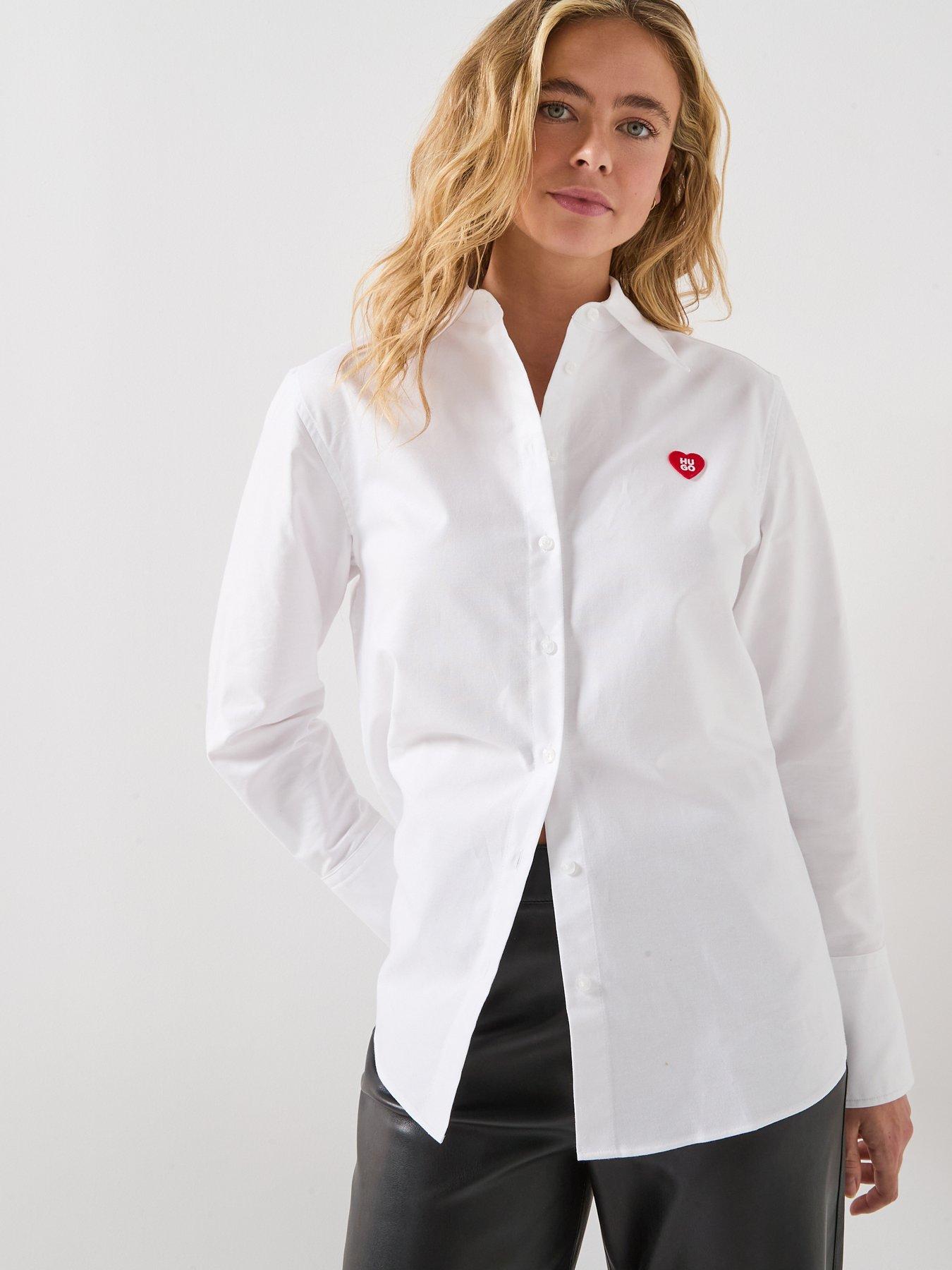 HUGO Erselia Shirt With Heart Logo - White