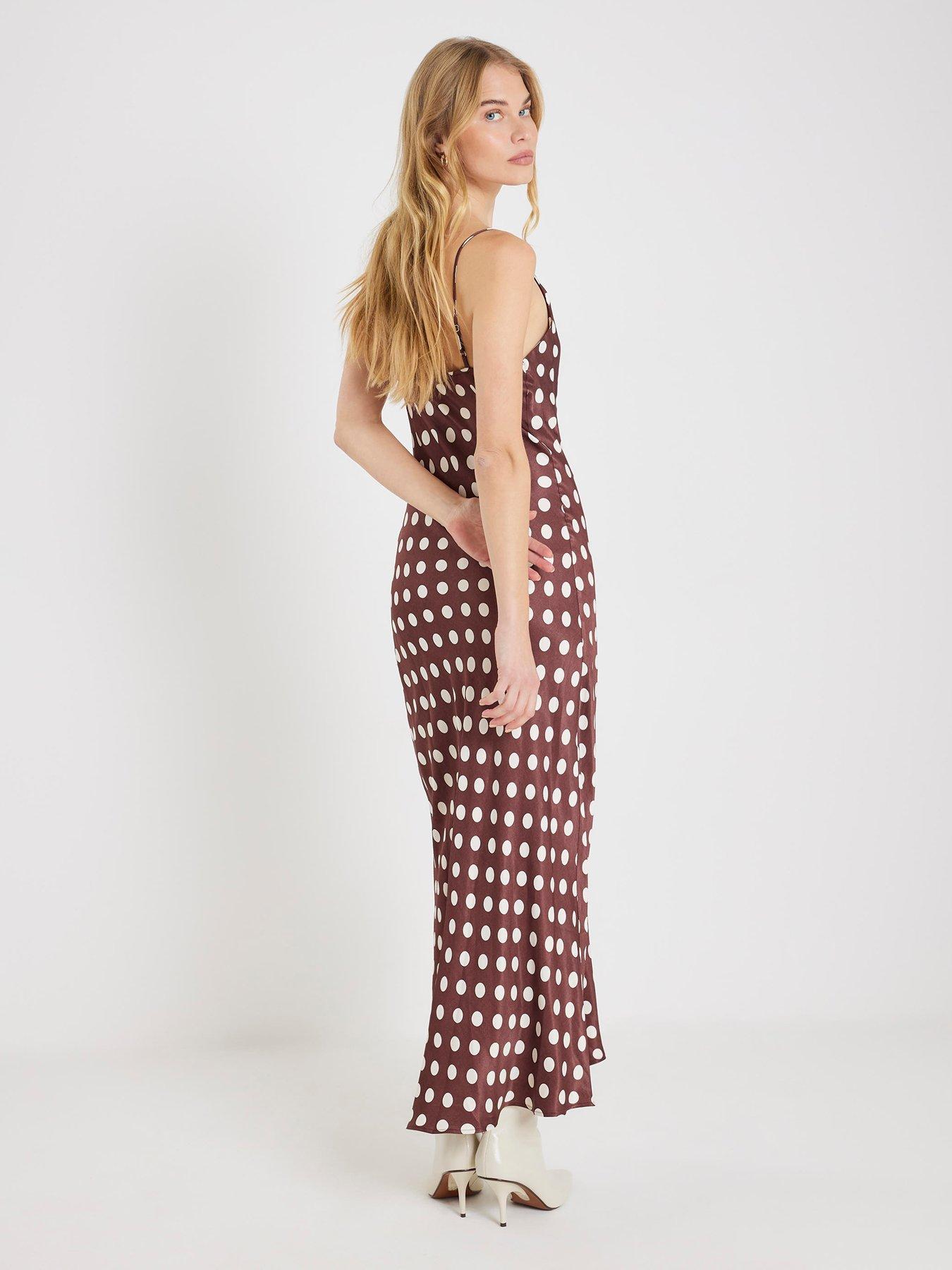 brown polka dot slip dress River Island - Lace slip