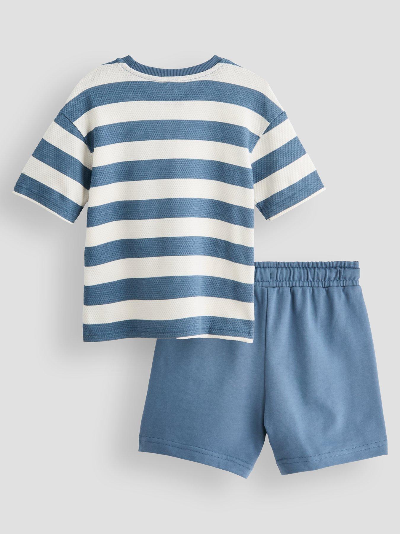 Image 2 of 4 of The Very Collection Boys Stripe T-Shirt and Shorts Set - Navy