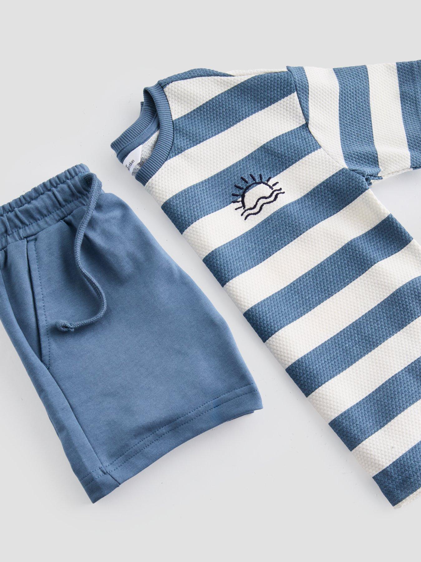 Image 3 of 4 of The Very Collection Boys Stripe T-Shirt and Shorts Set - Navy