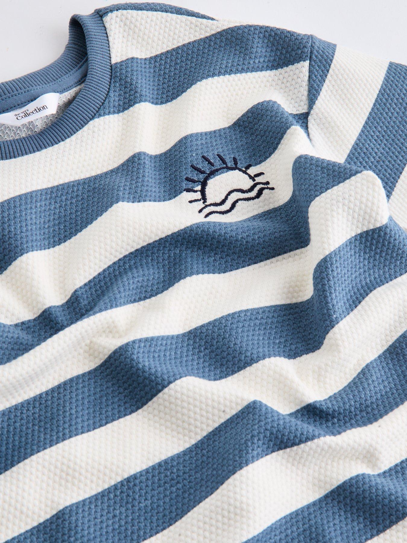 Image 4 of 4 of The Very Collection Boys Stripe T-Shirt and Shorts Set - Navy