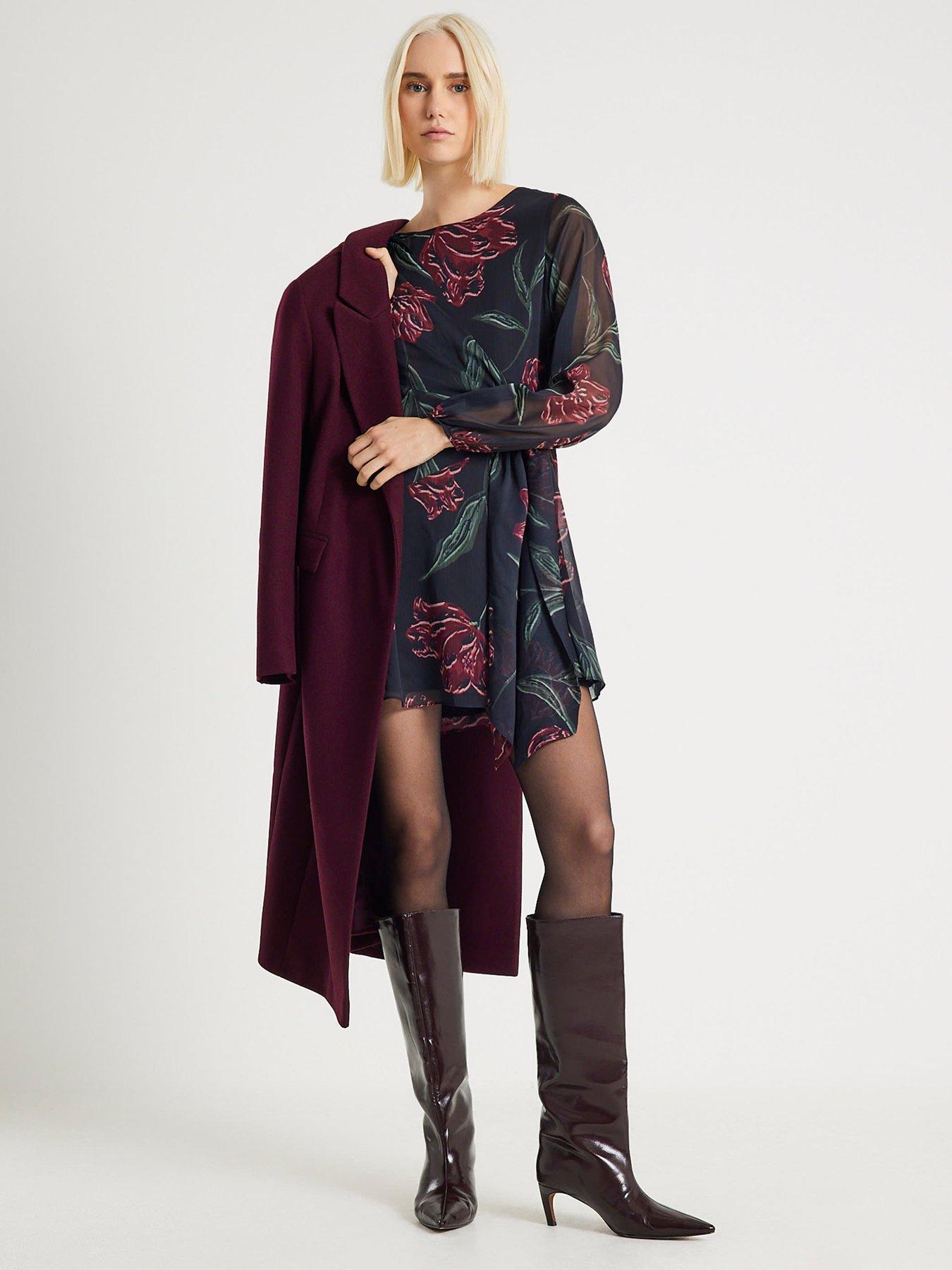 River Island Long Sleeve Knot Mini Dress - Black