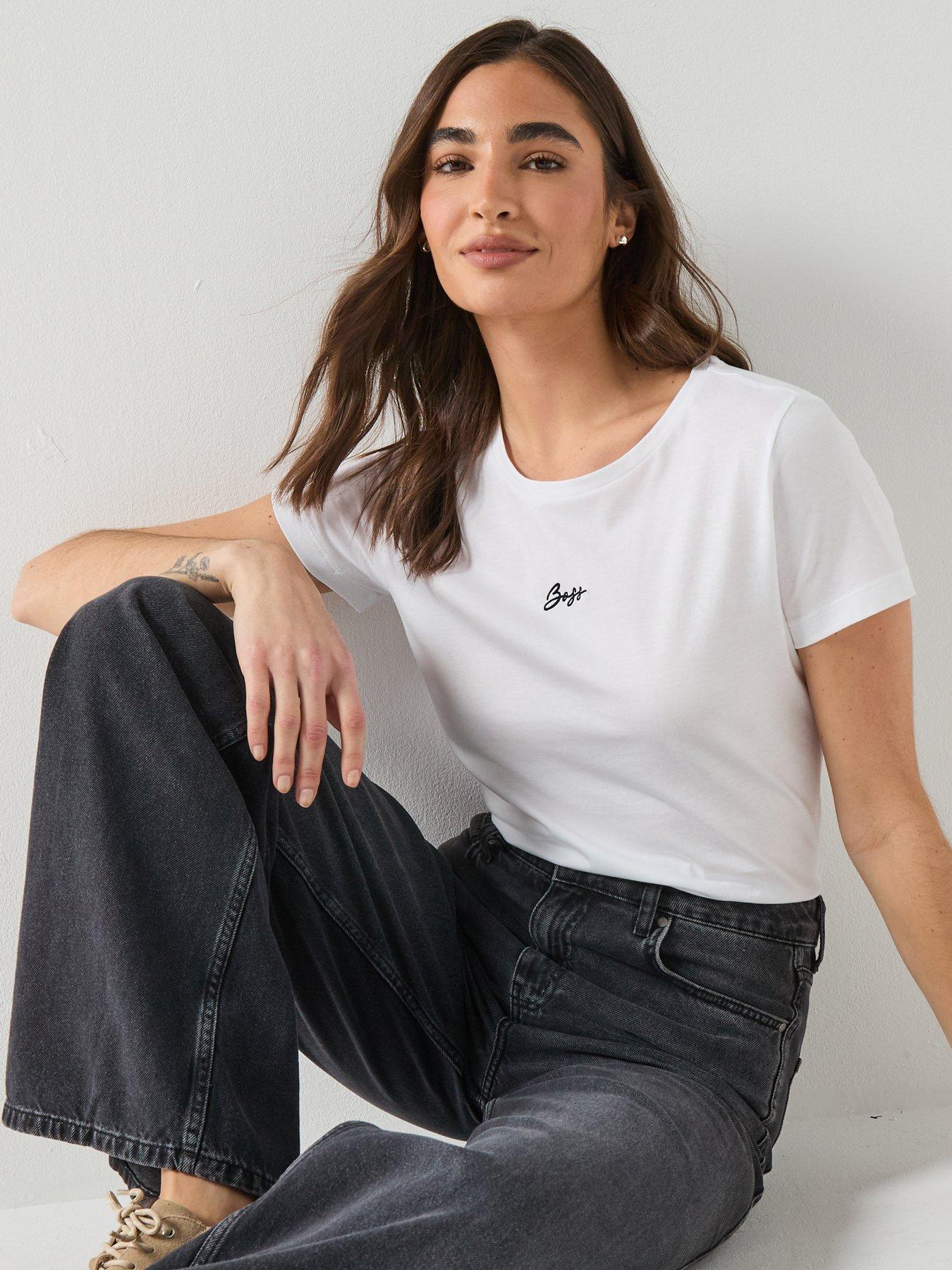 Image 5 of 6 of BOSS Elove Embroidered Top - White