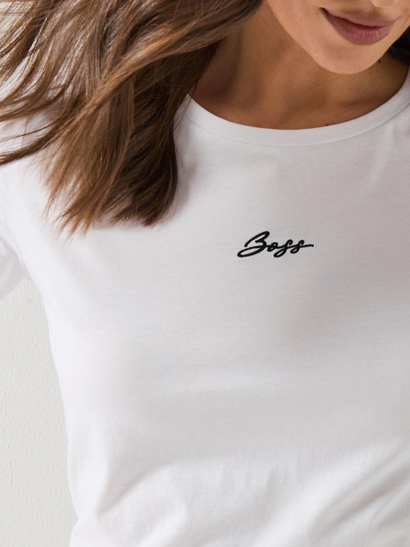 Image 6 of 6 of BOSS Elove Embroidered Top - White