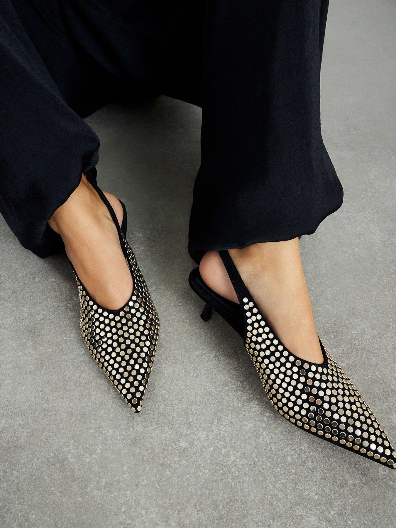 River Island Studded Court Heels - Black