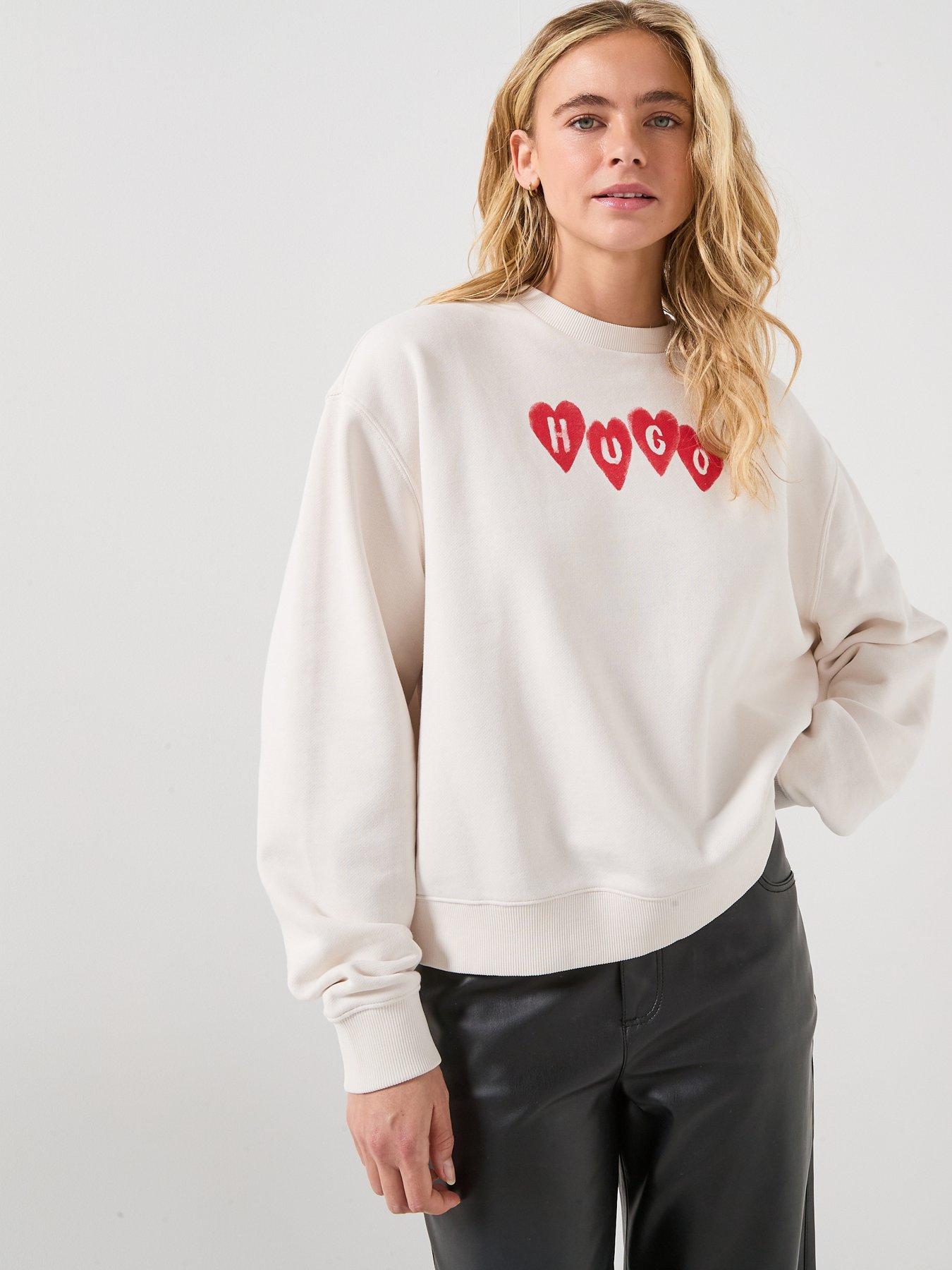 HUGO Deroxina Crew Neck Sweatshirt, White, Size Xs, Women