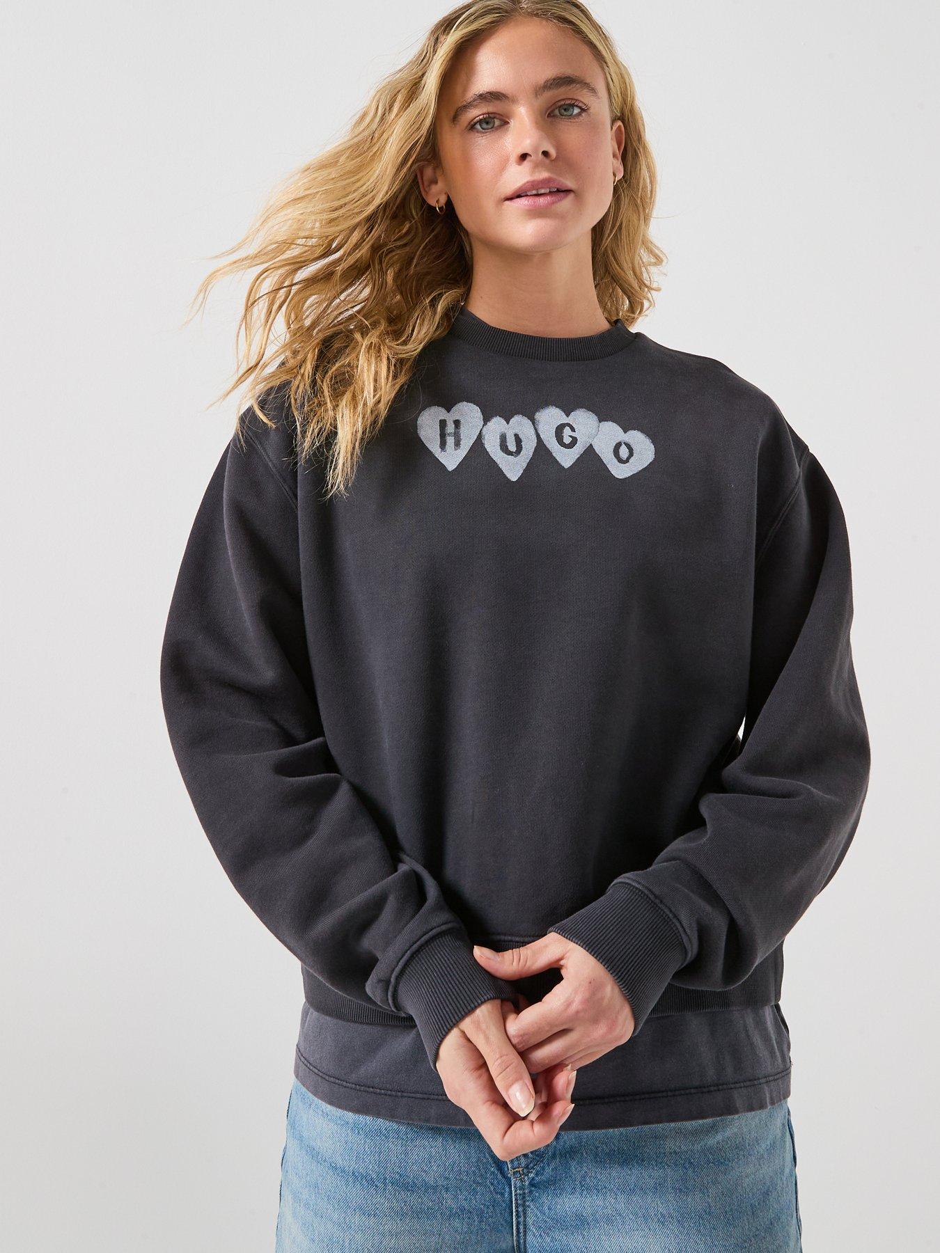 HUGO Vintage Heart Crew Sweatshirt - Black