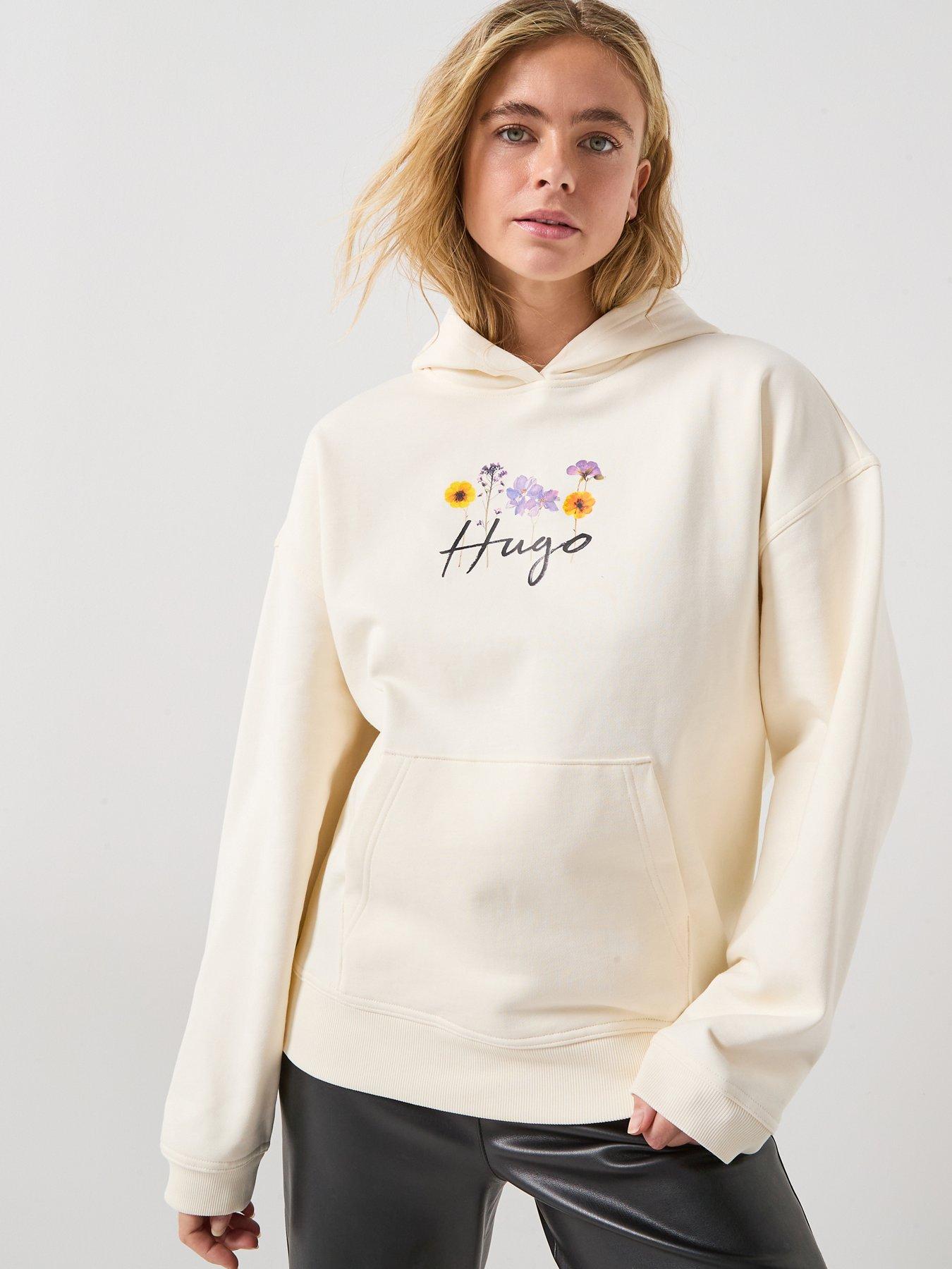HUGO Dalessandra Embroidered Hoodie - White