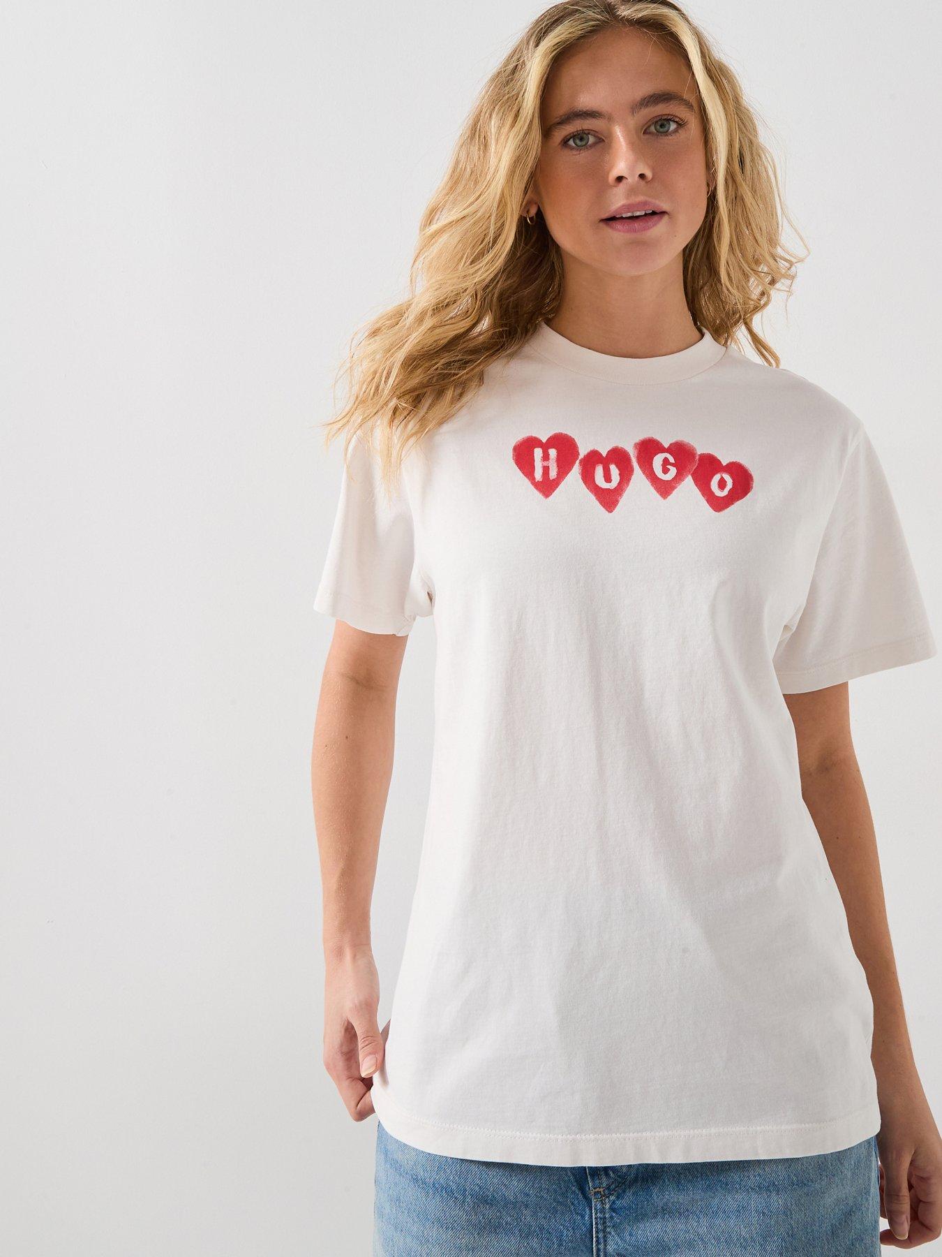 HUGO Vintage Heart T-Shirt, White, Size Xs, Women