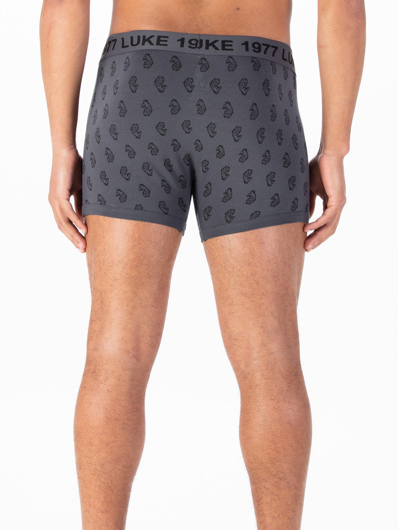 Image 3 of 4 of Luke 1977 3 Pack Bassey Boxer Shorts - Dark Grey
