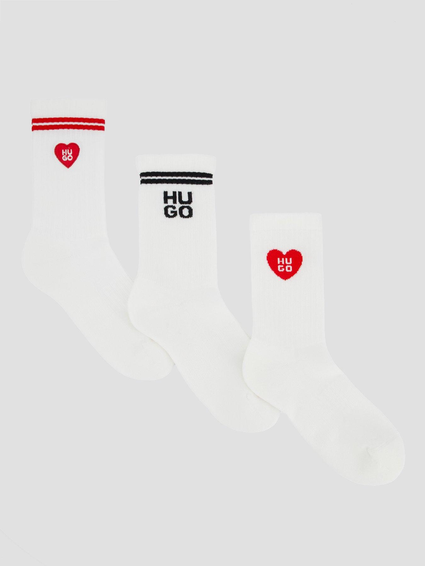 HUGO 3 Pack Heart Socks - White