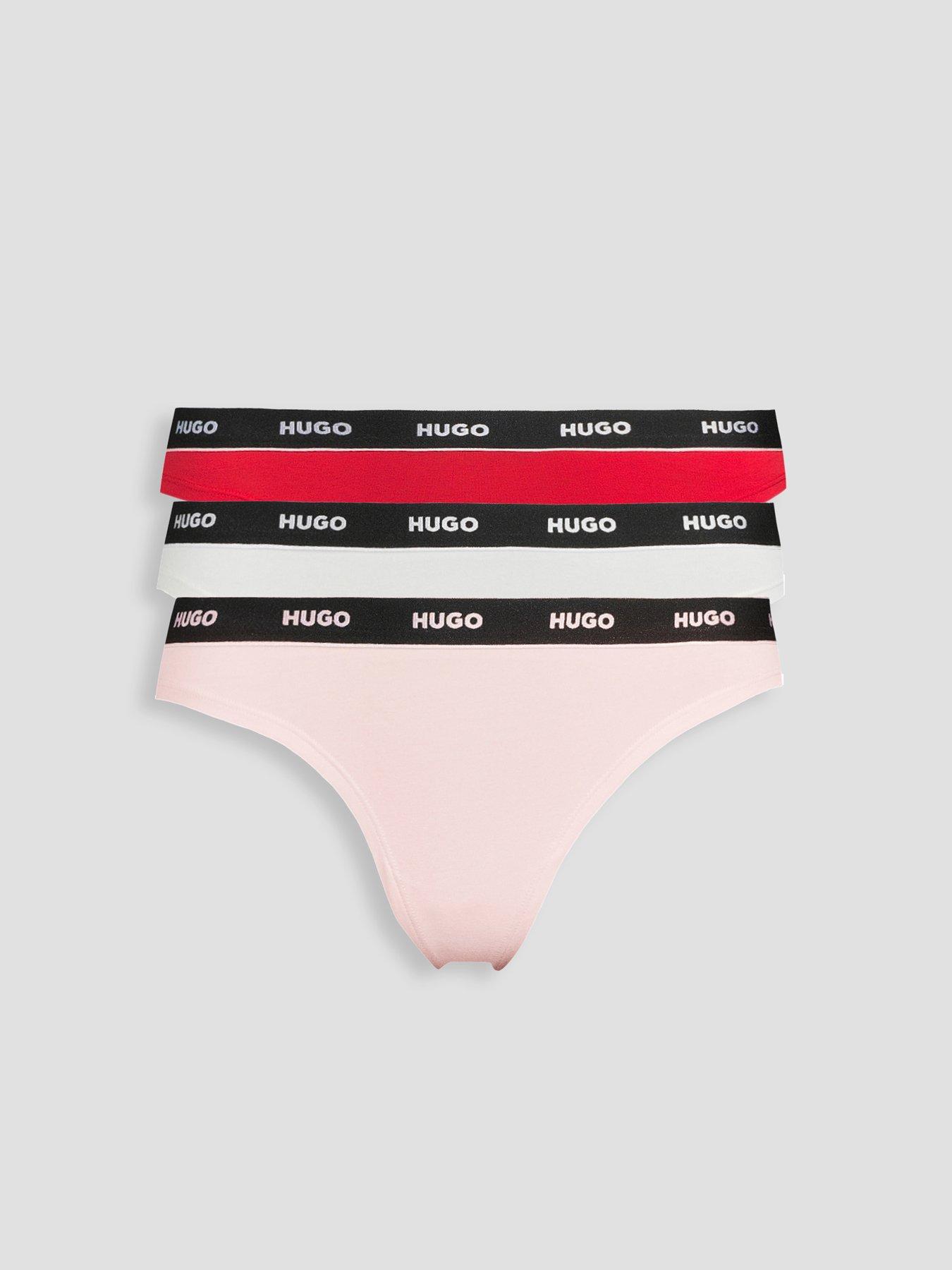 HUGO Multipack Logo Thong, Multi, Size L, Women