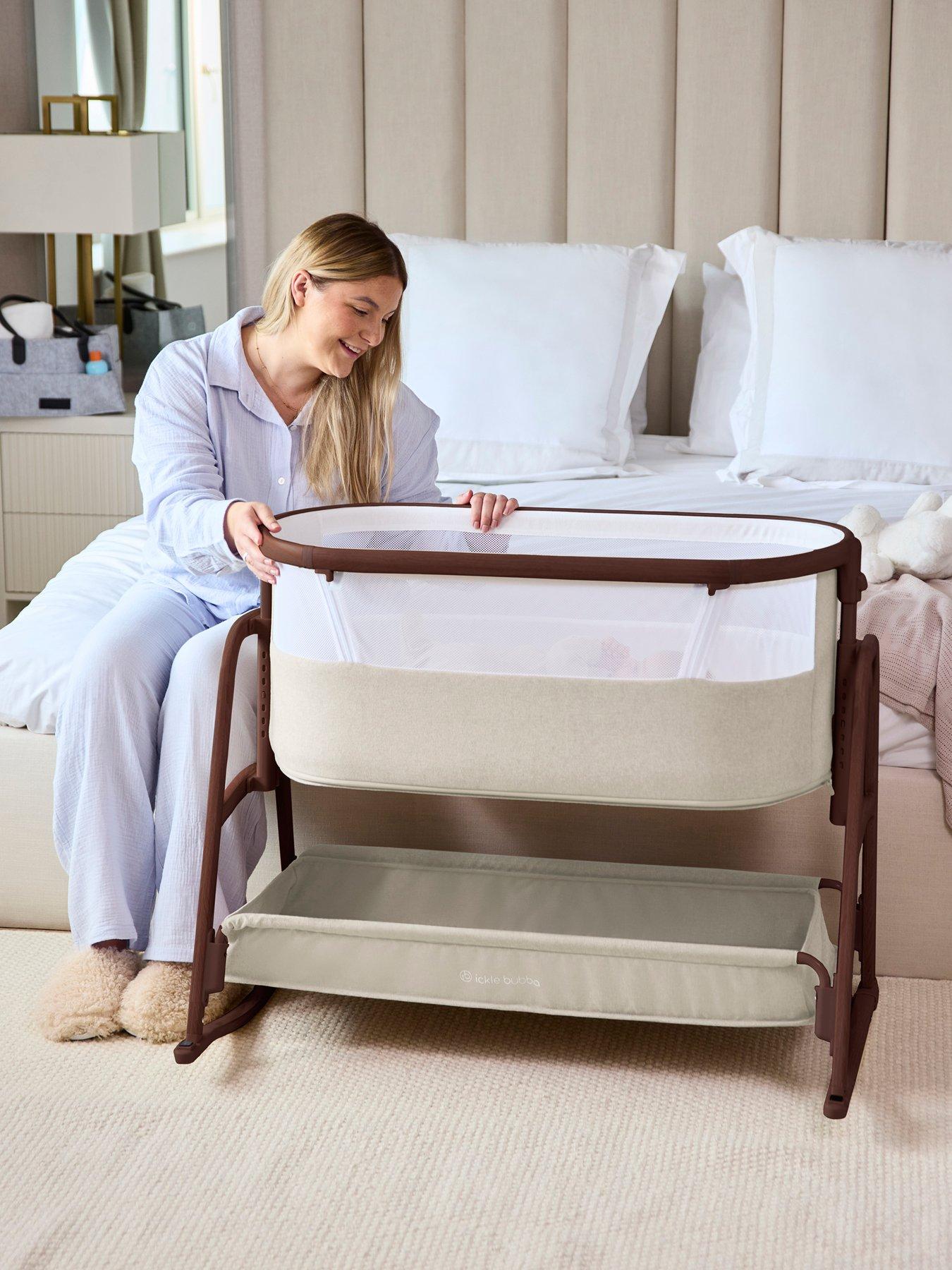 Ickle Bubba Bubba & Me Luxe Bedside Crib - Stone