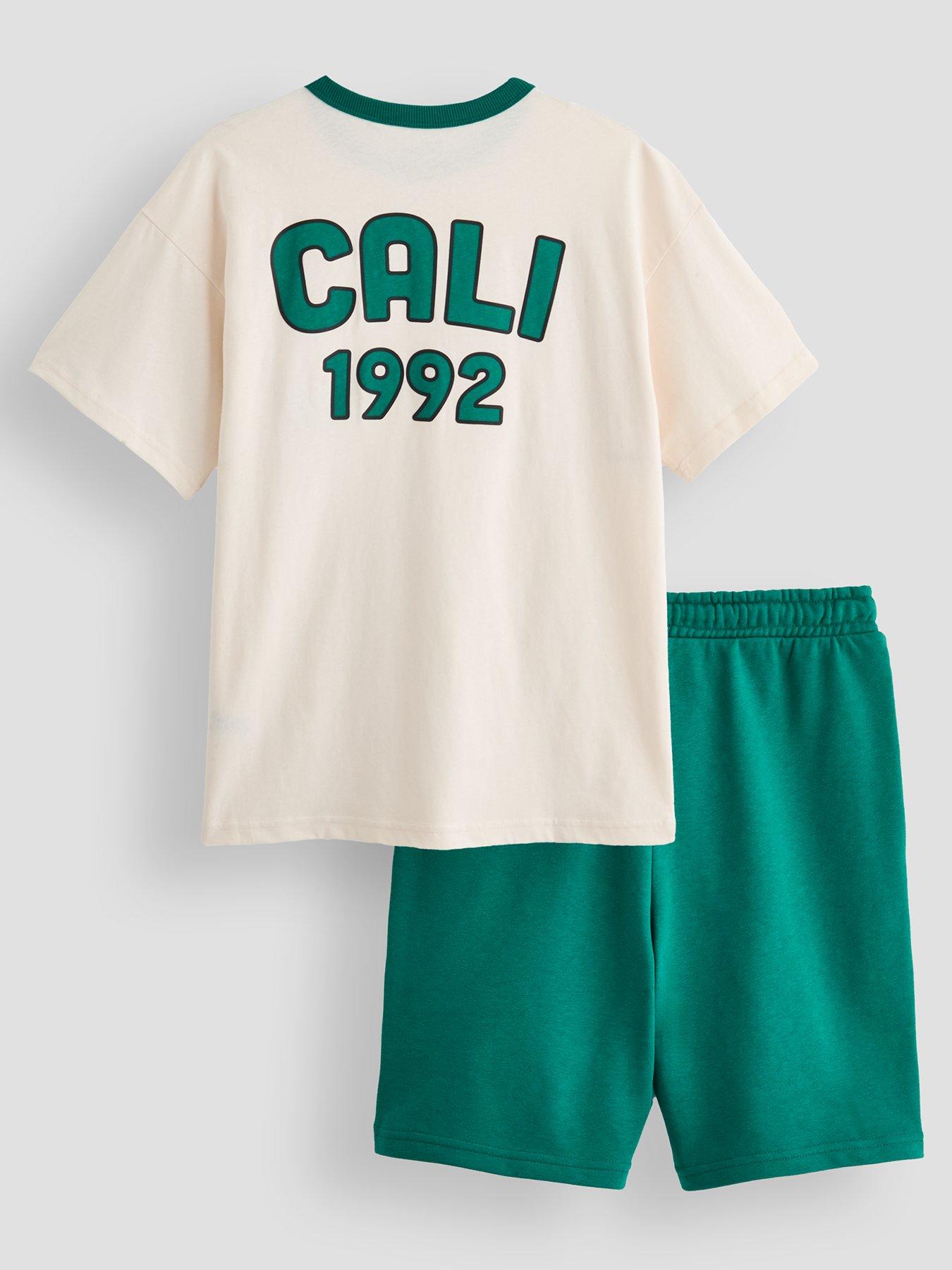 Image 2 of 5 of The Very Collection Boys Cali Back Graphic T-Shirt &amp; Short Set - Green