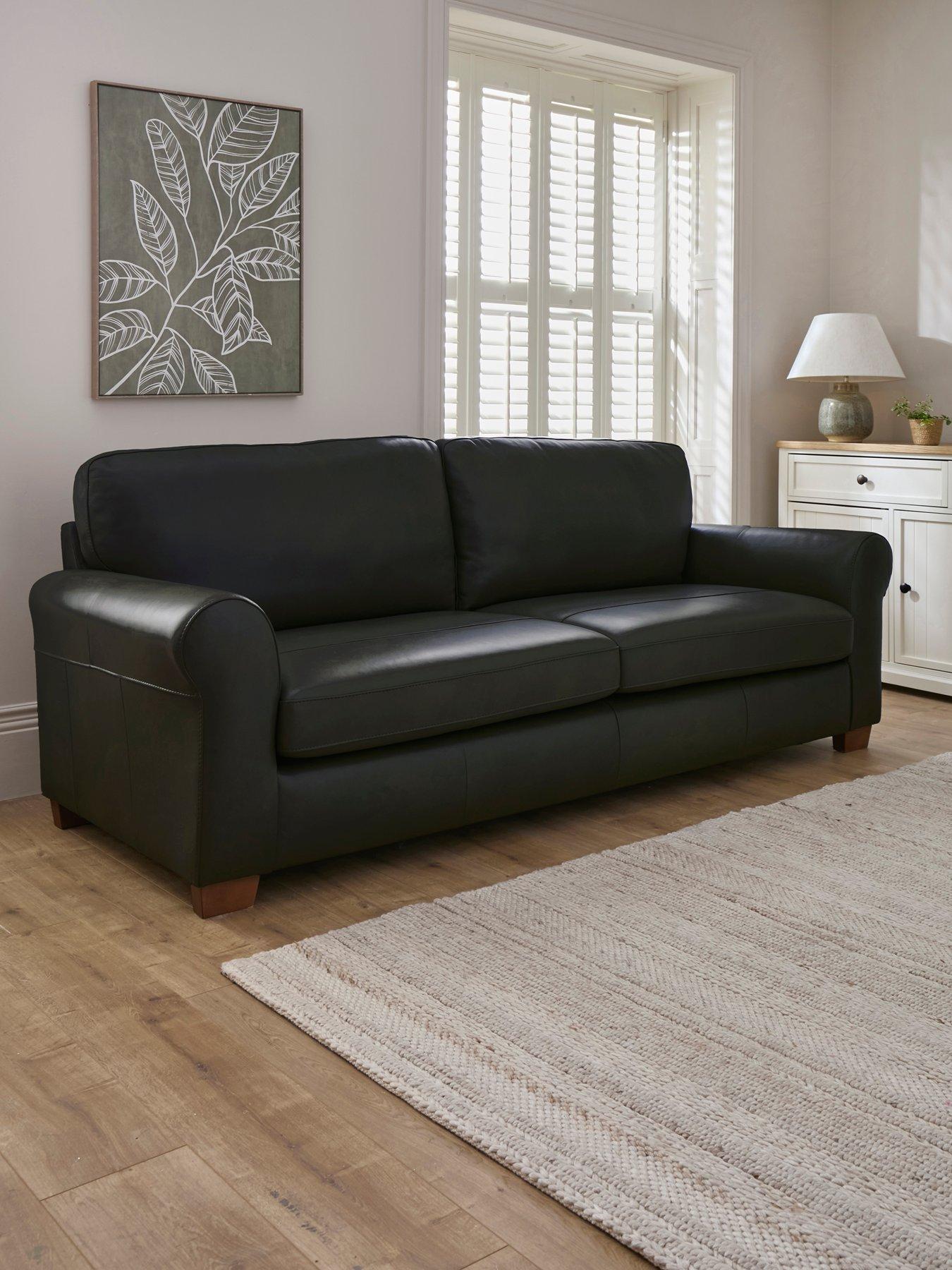 The Very Collection Bailey Italian Leather 4 Seater Sofa - FSC® Certified