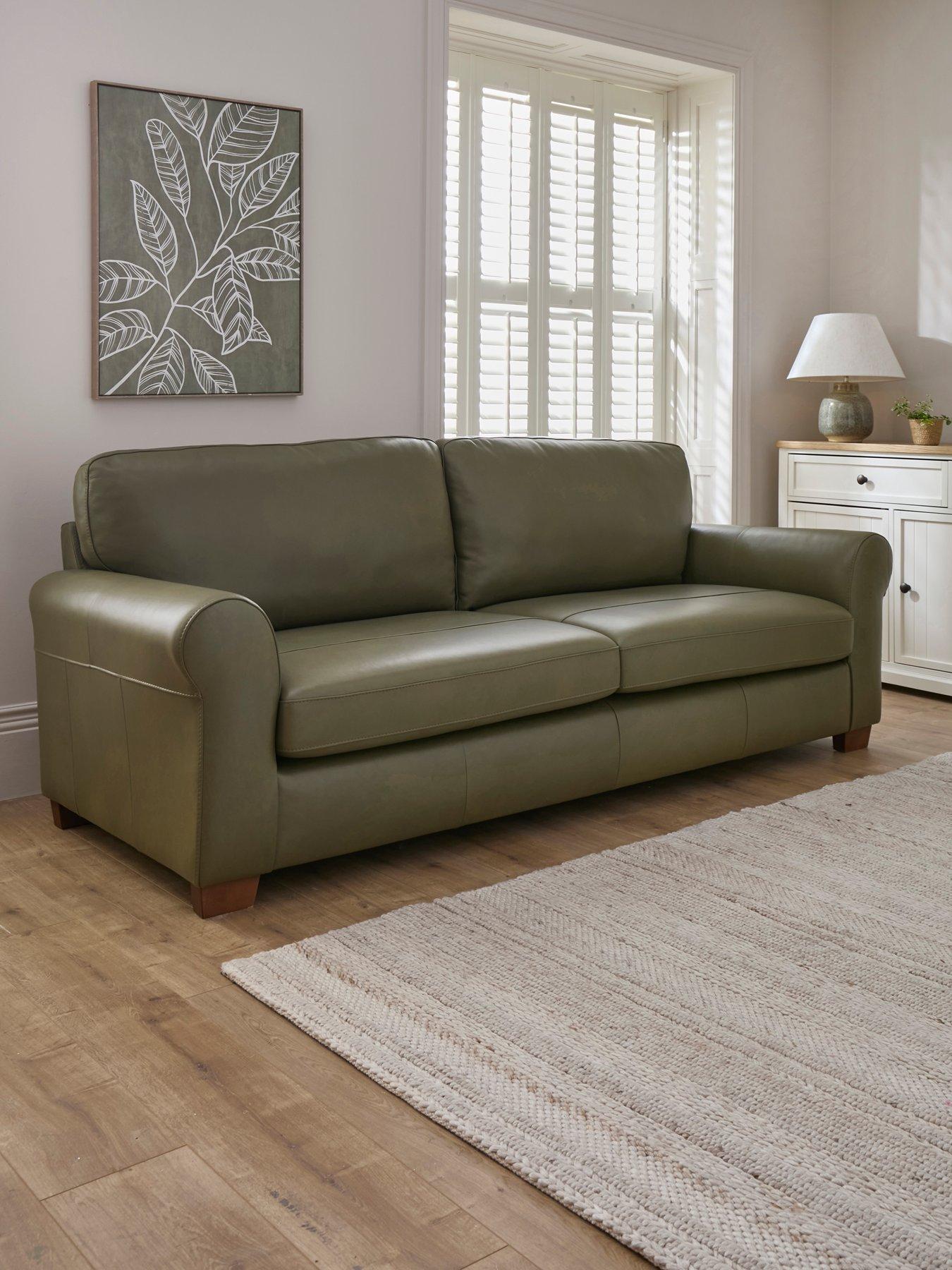 The Very Collection Bailey Italian Leather 4 Seater Sofa - FSC® Certified