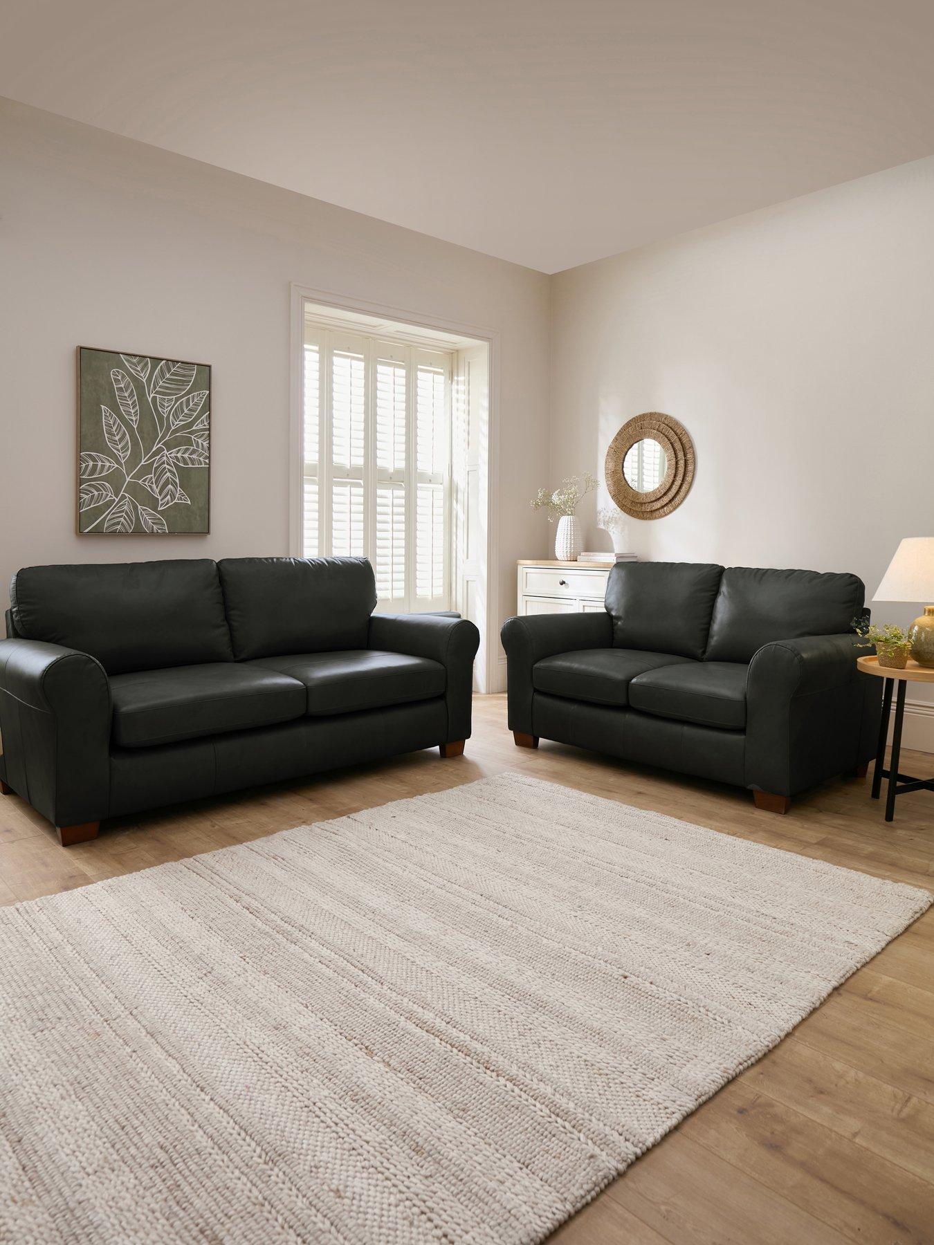 The Very Collection Bailey Italian Leather 3 + 2 Seater Sofa