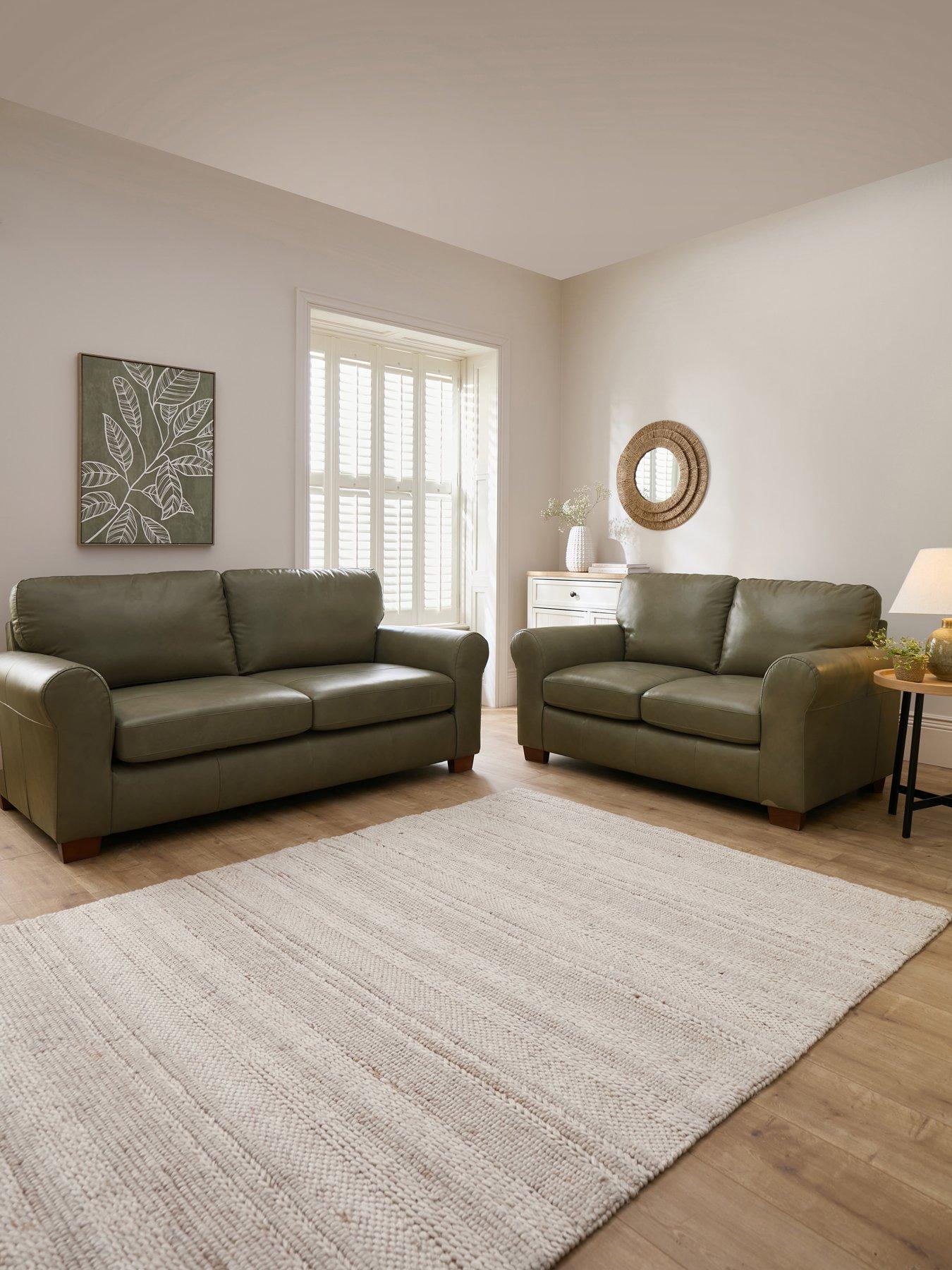 The Very Collection Bailey Italian Leather 3 Seater + 2 Seater Sofa Set (Buy  &  SAVE!)