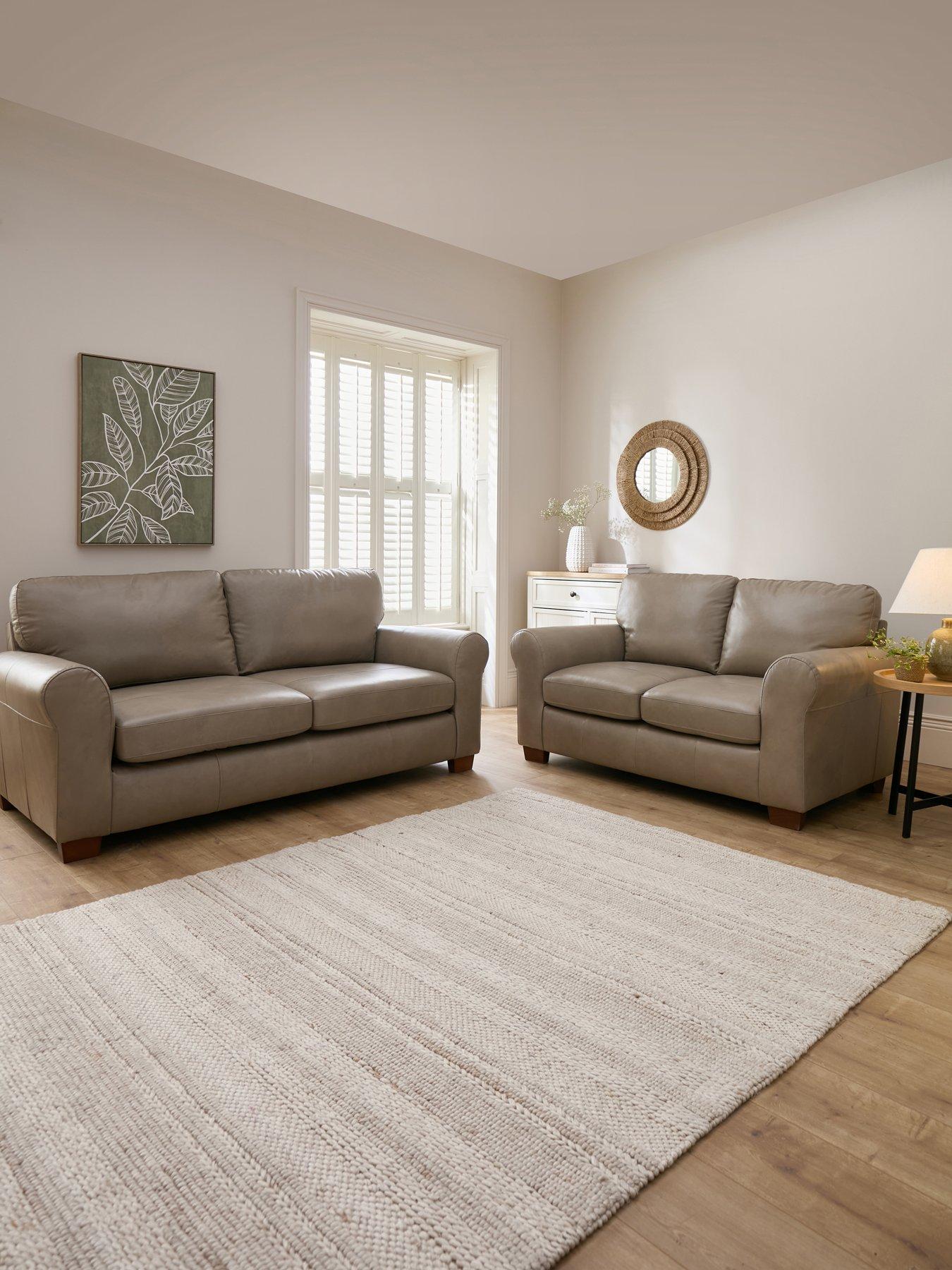 The Very Collection Bailey Italian Leather 3 Seater + 2 Seater Sofa Set (Buy  &  SAVE!)