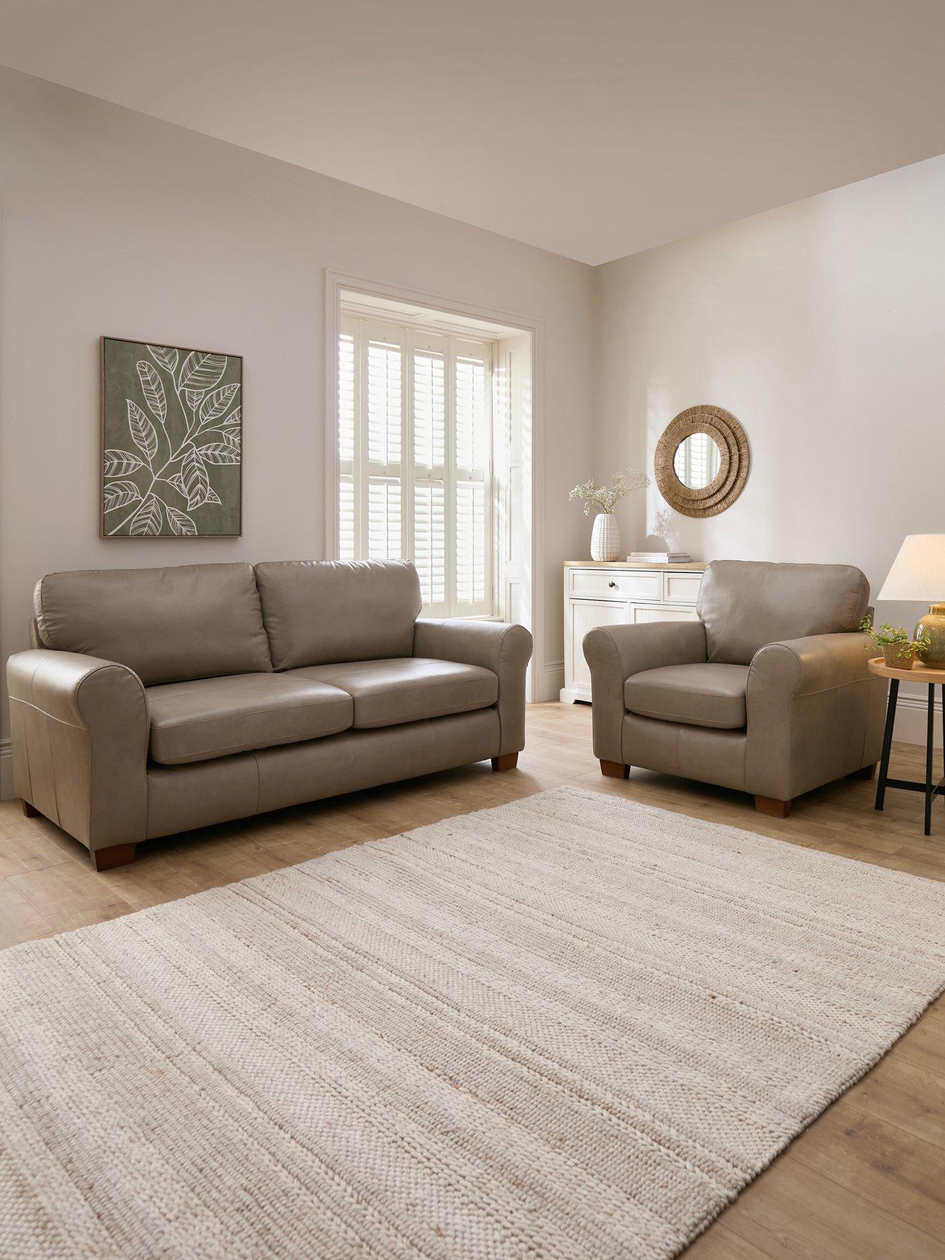 The Very Collection Bailey Italian Leather 3 Seater + Chair