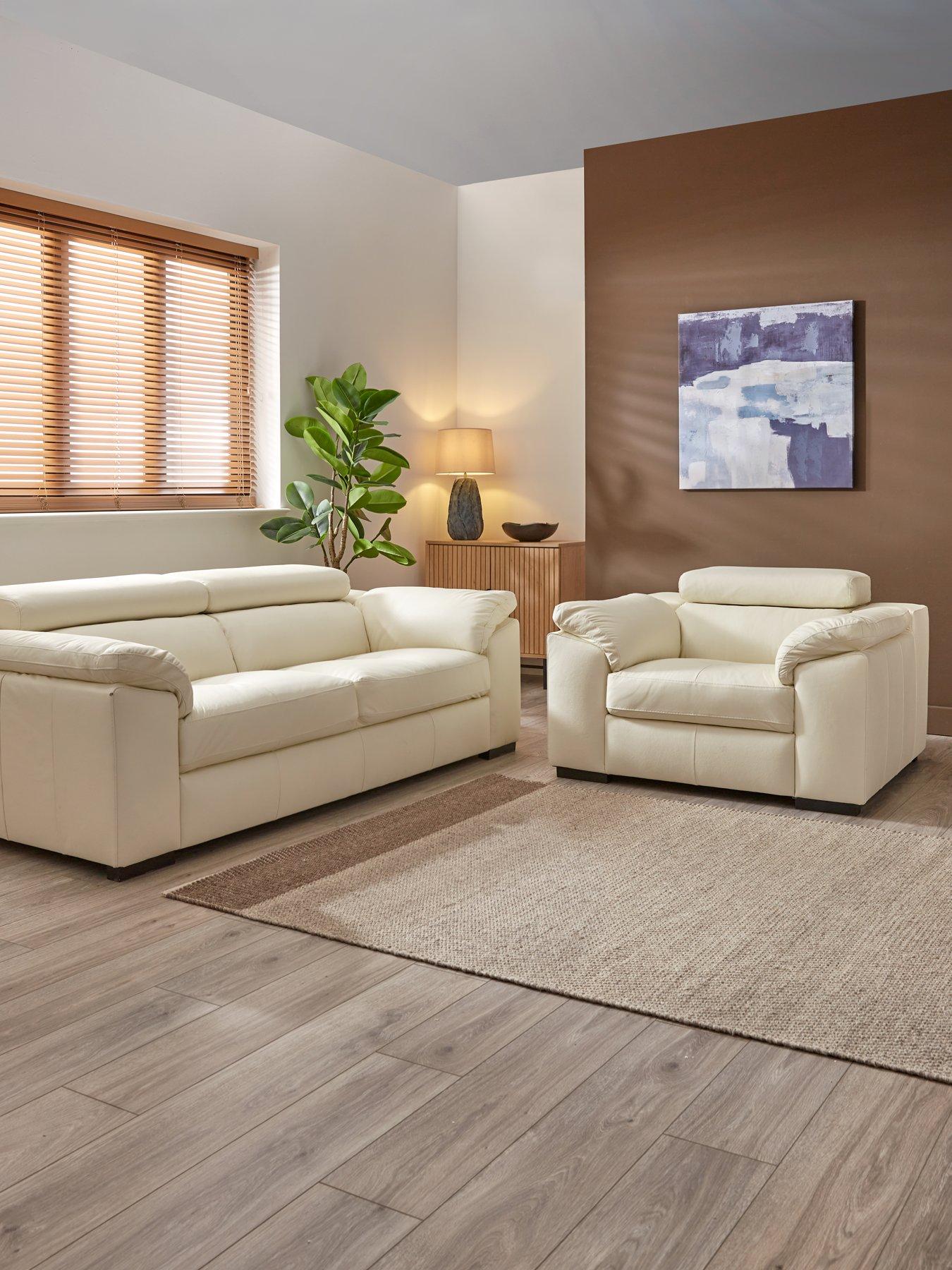 The Very Collection Brady Italian Leather 3 Seater + Chair Set