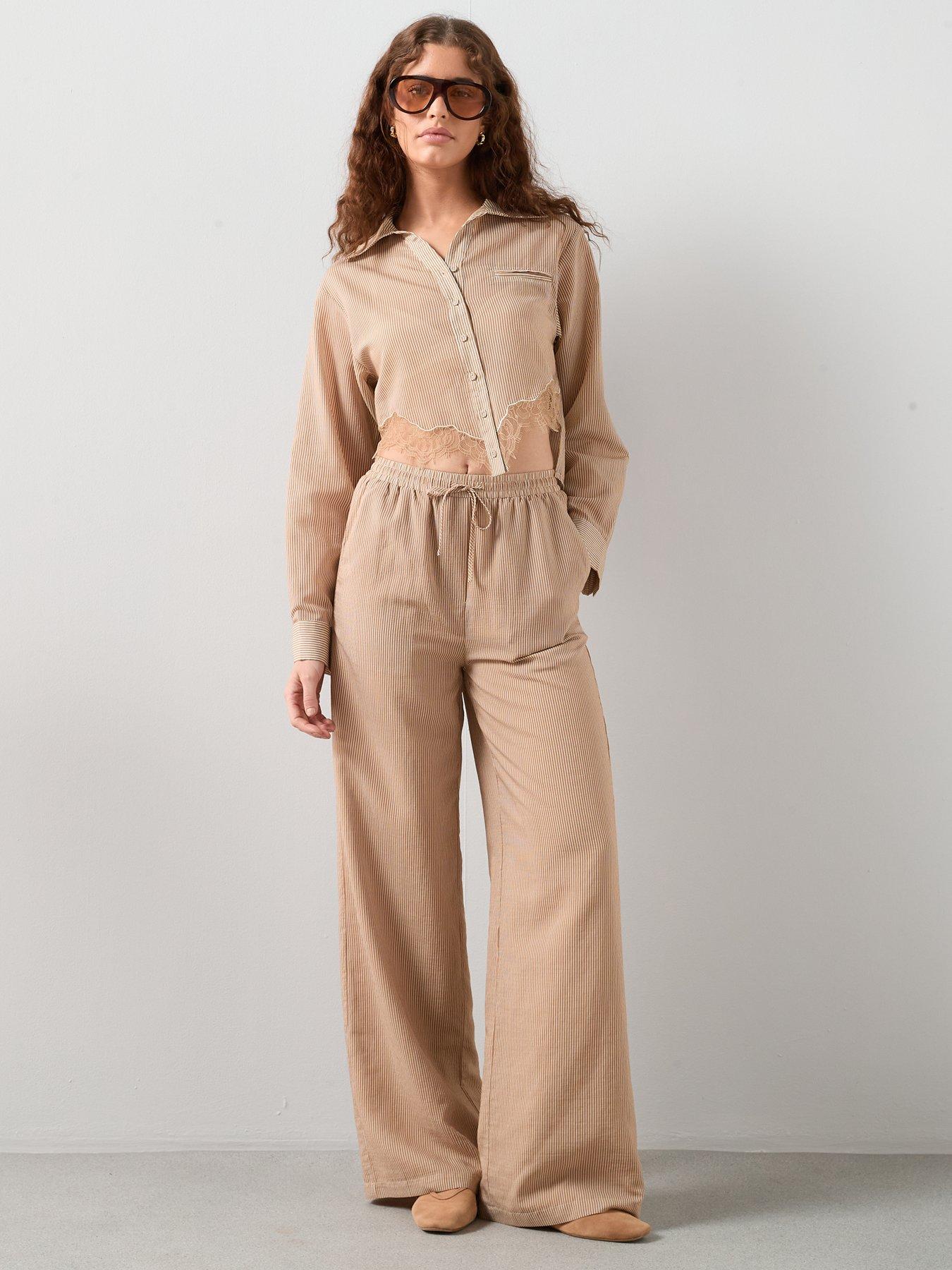 Image 3 of 6 of The Very Collection Lace Insert Co-ord Cropped Shirt