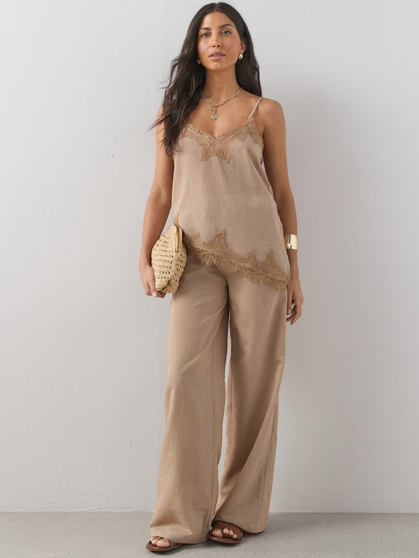 Image 3 of 6 of The Very Collection Lace Cami Top - Brown