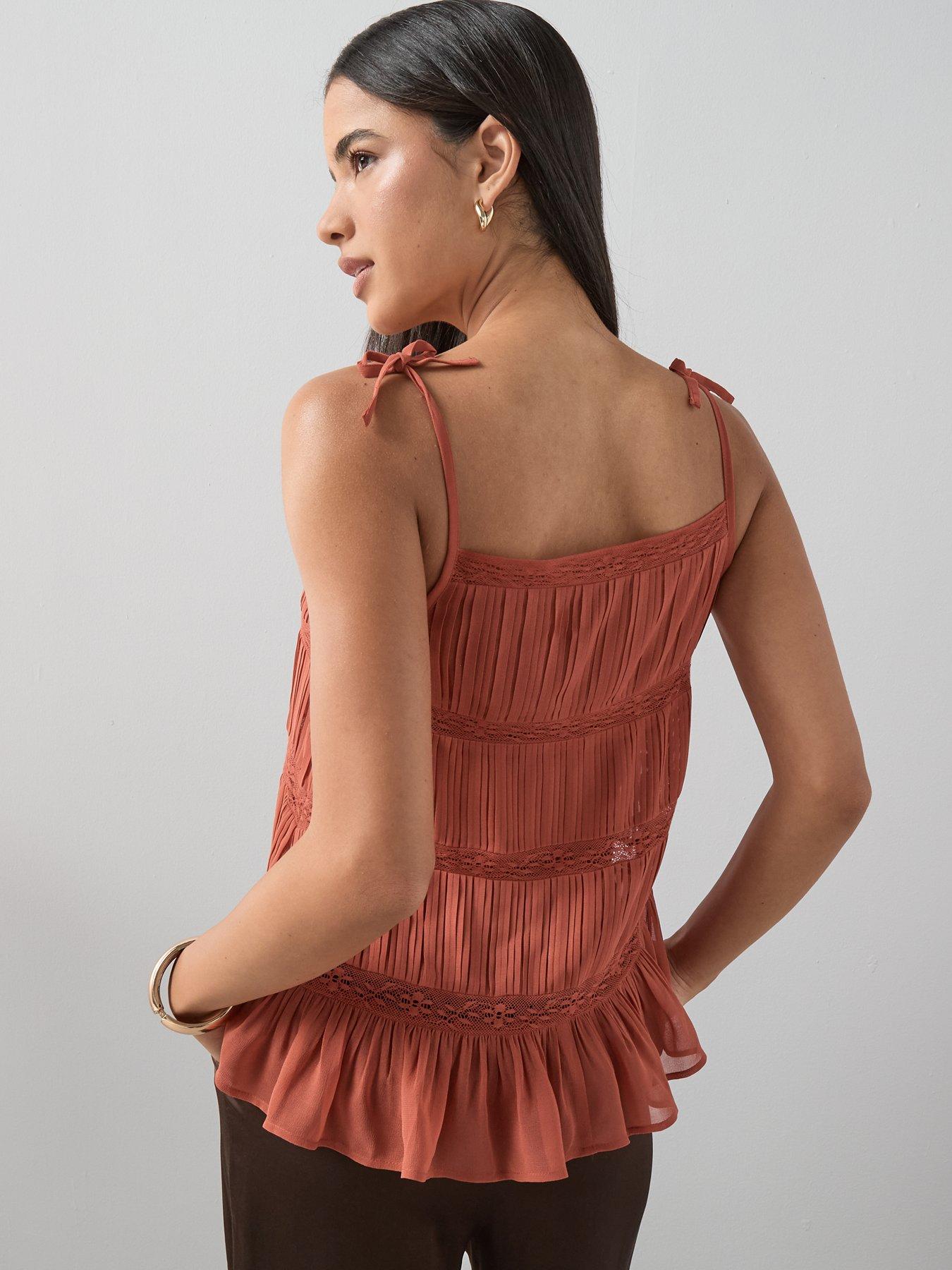 Image 2 of 7 of The Very Collection Textured Lace Insert Cami - Orange