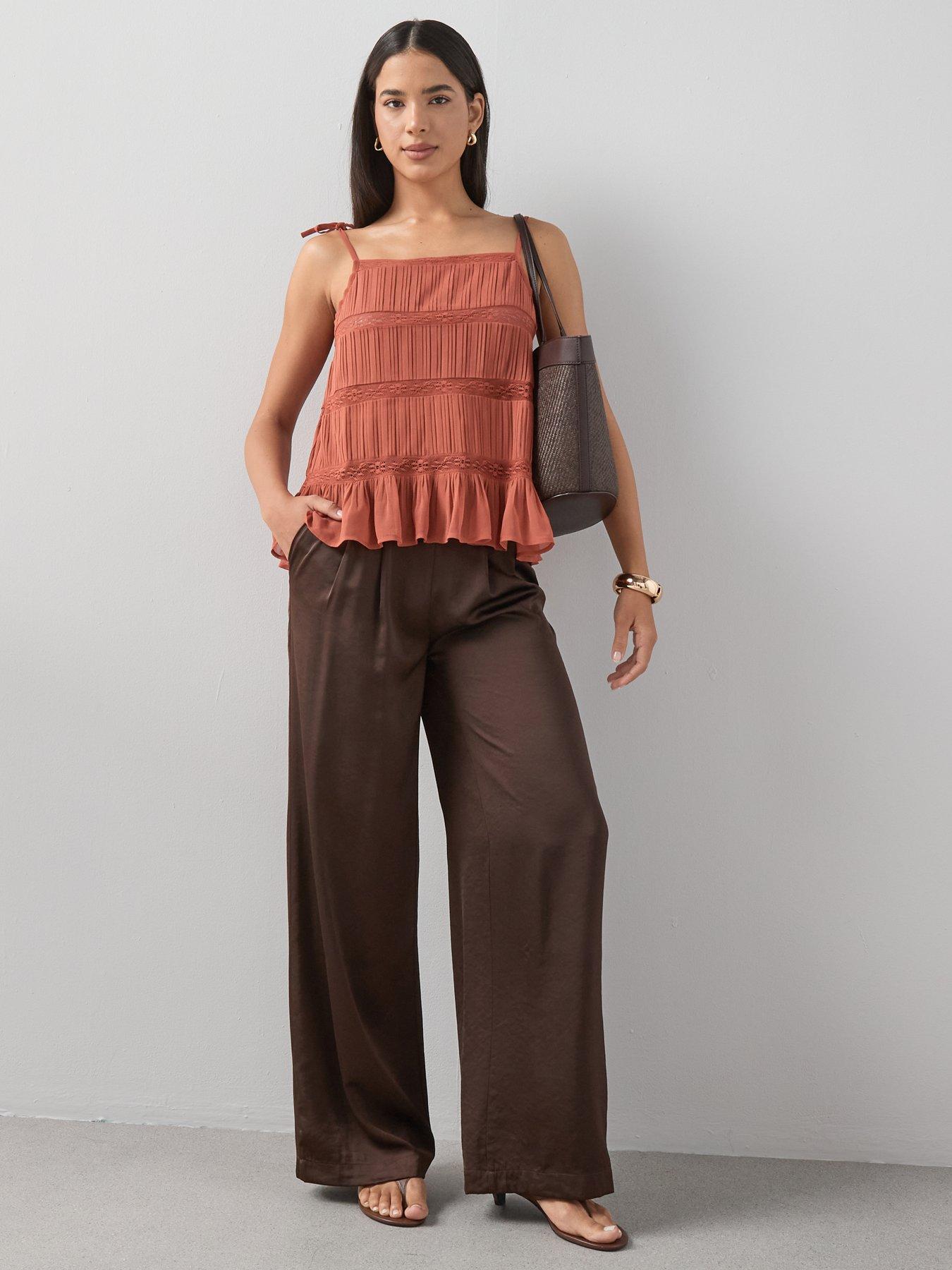 Image 3 of 7 of The Very Collection Textured Lace Insert Cami - Orange