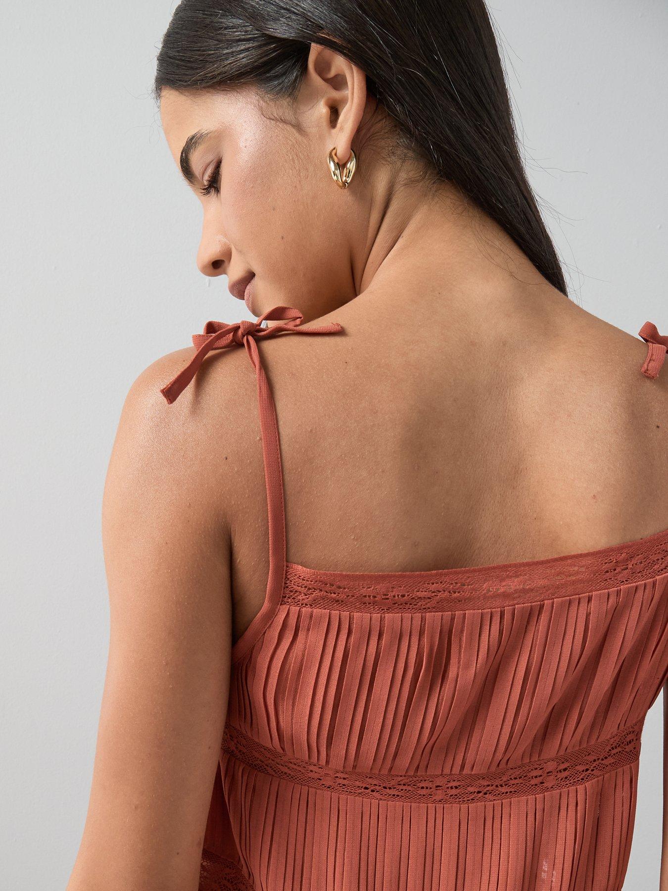 Image 5 of 7 of The Very Collection Textured Lace Insert Cami - Orange
