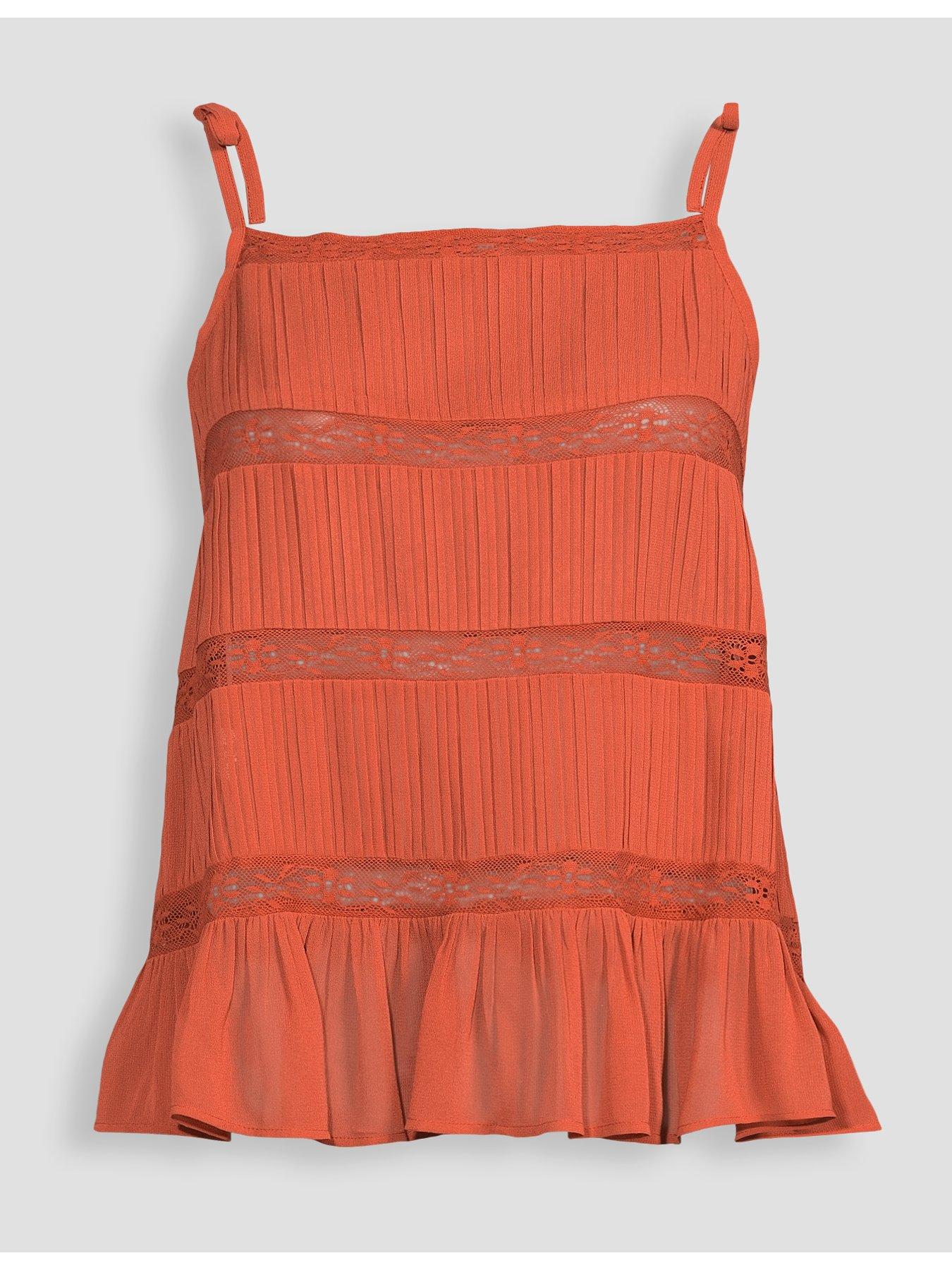 Image 7 of 7 of The Very Collection Textured Lace Insert Cami - Orange