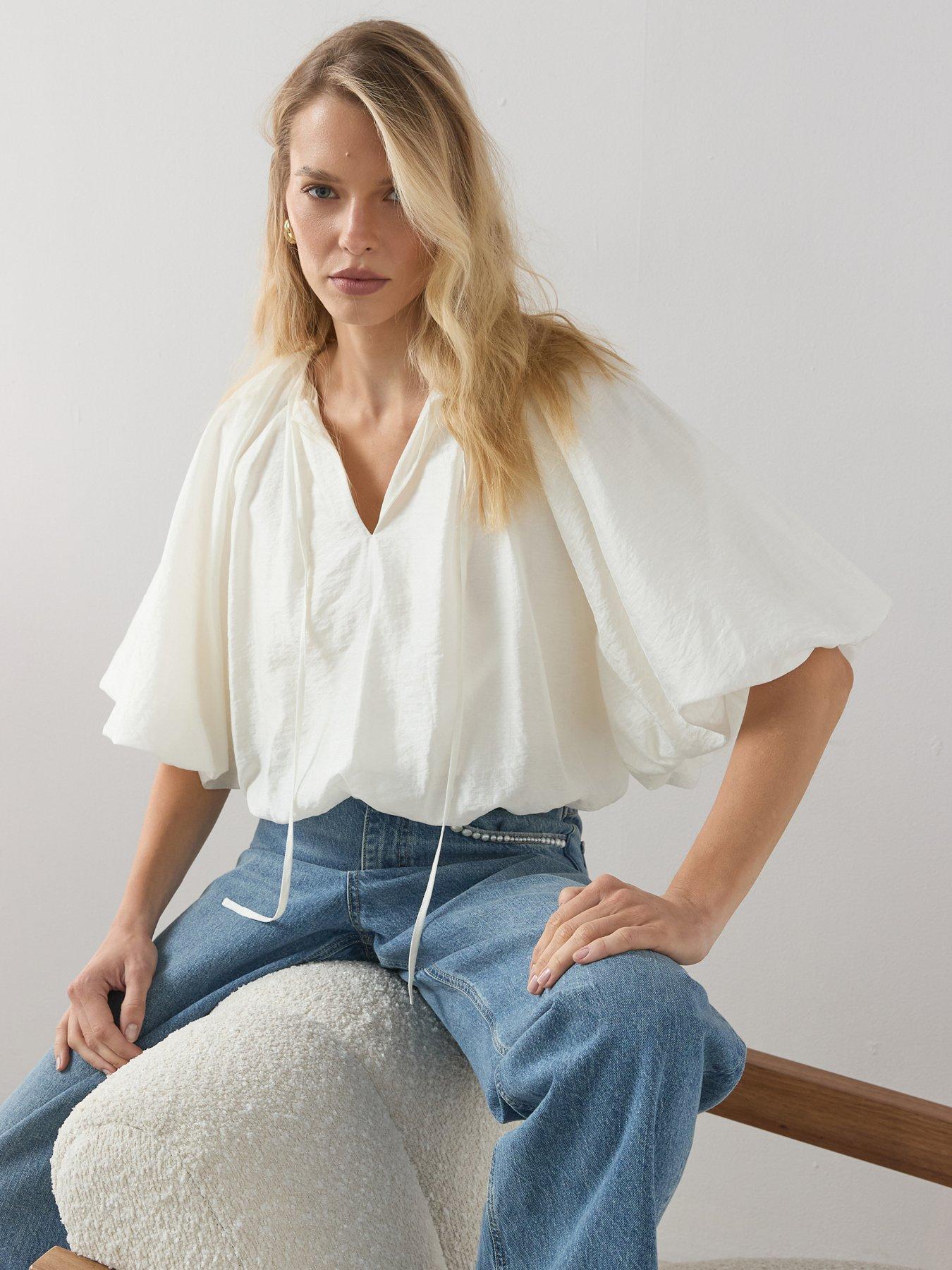 The Very Collection Bubble Hem Tie Front Blouse