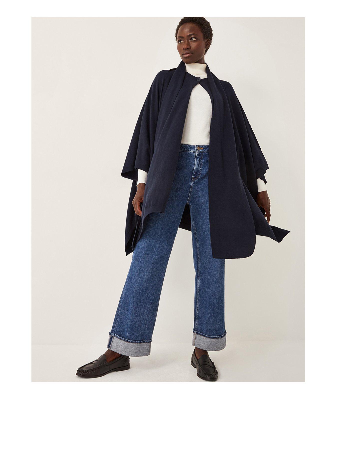 Image 1 of 4 of Monsoon Sara Scarf Poncho - Blue