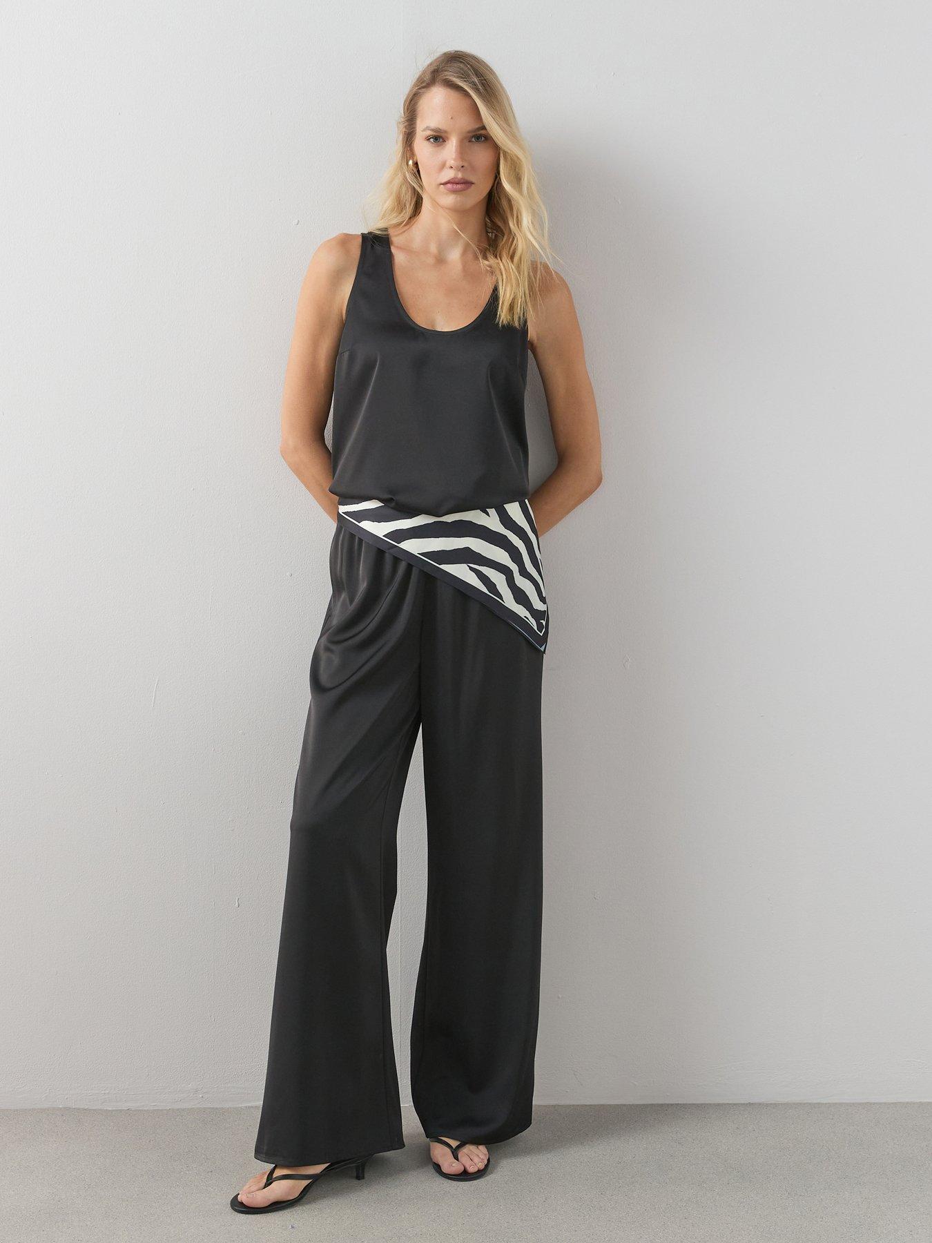 The Very Collection Matte Satin Elasticated Wide Leg Trousers Co-Ord - Black