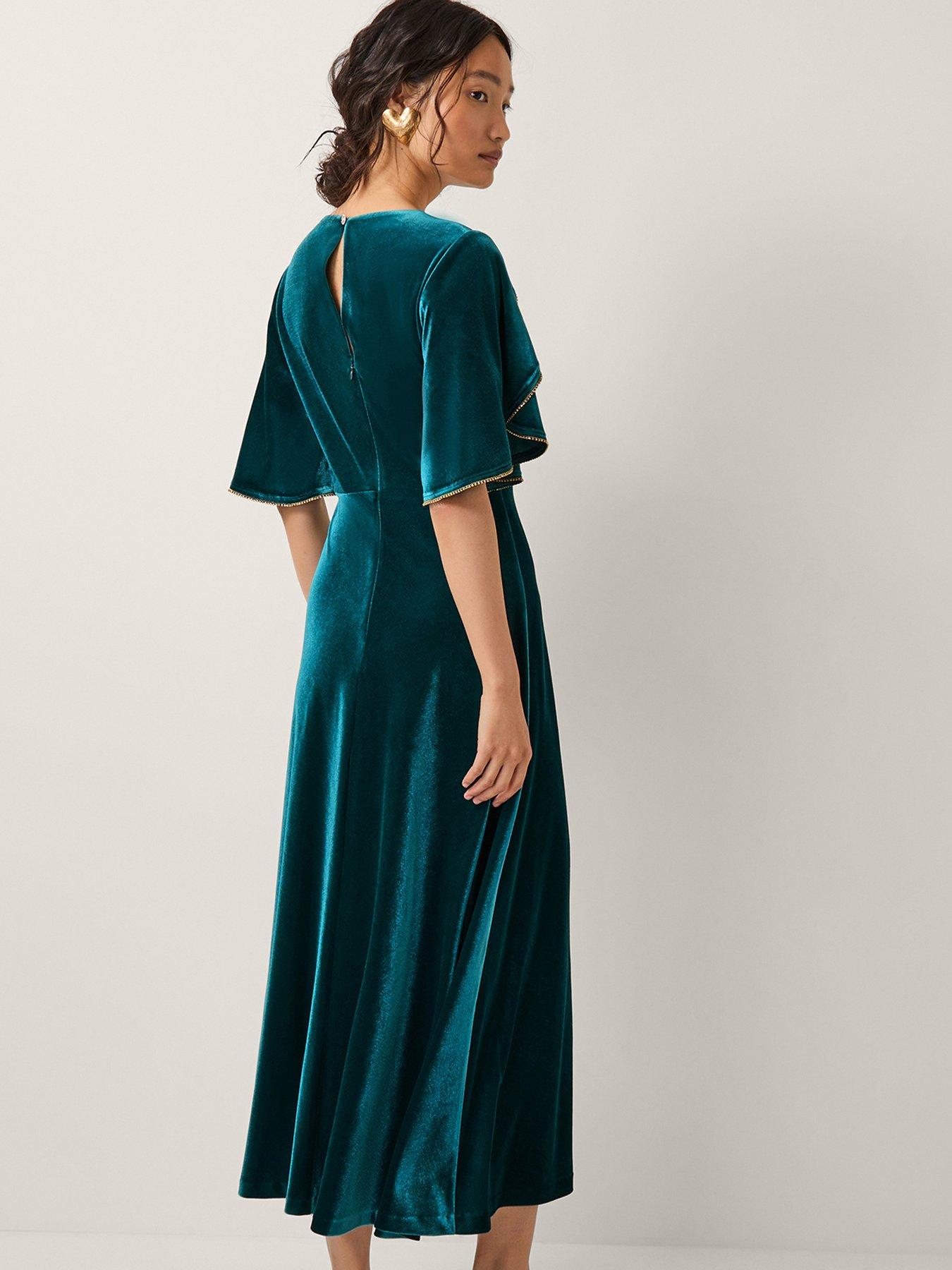 green velvet cape dress Briella Green Velvet Cape Dress main image 1
