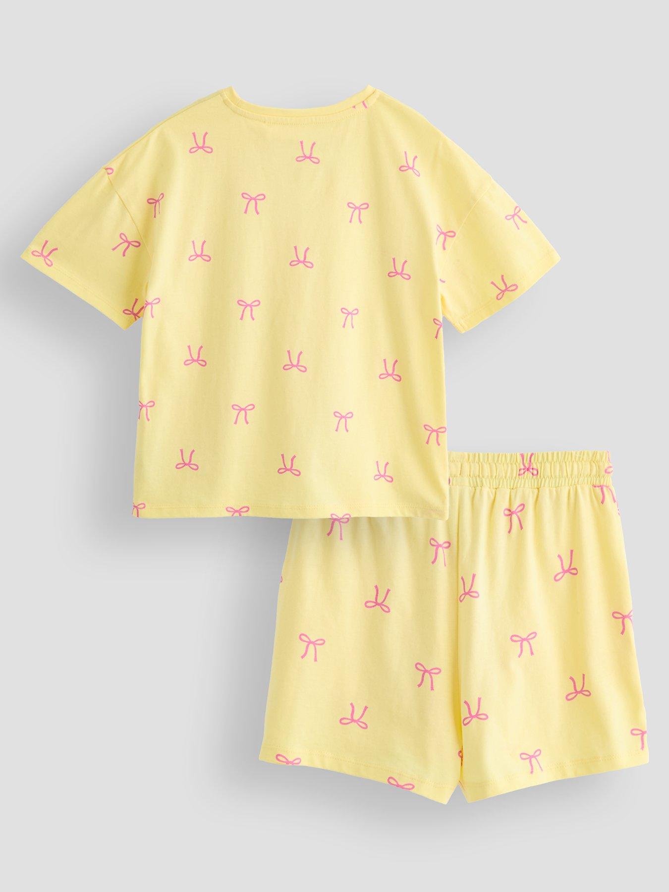 Image 2 of 4 of The Very Collection Girls Bow Print Short Pyjama Set - Yellow