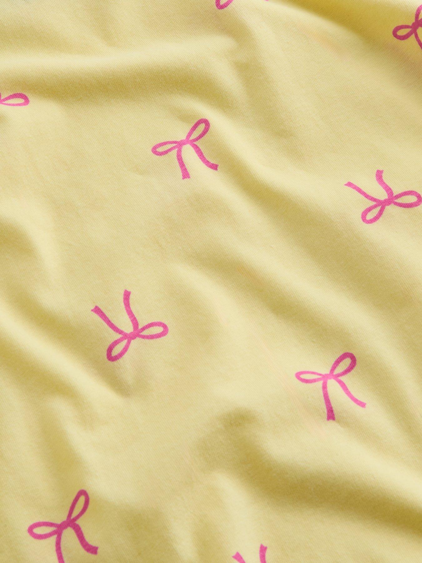 Image 3 of 4 of The Very Collection Girls Bow Print Short Pyjama Set - Yellow
