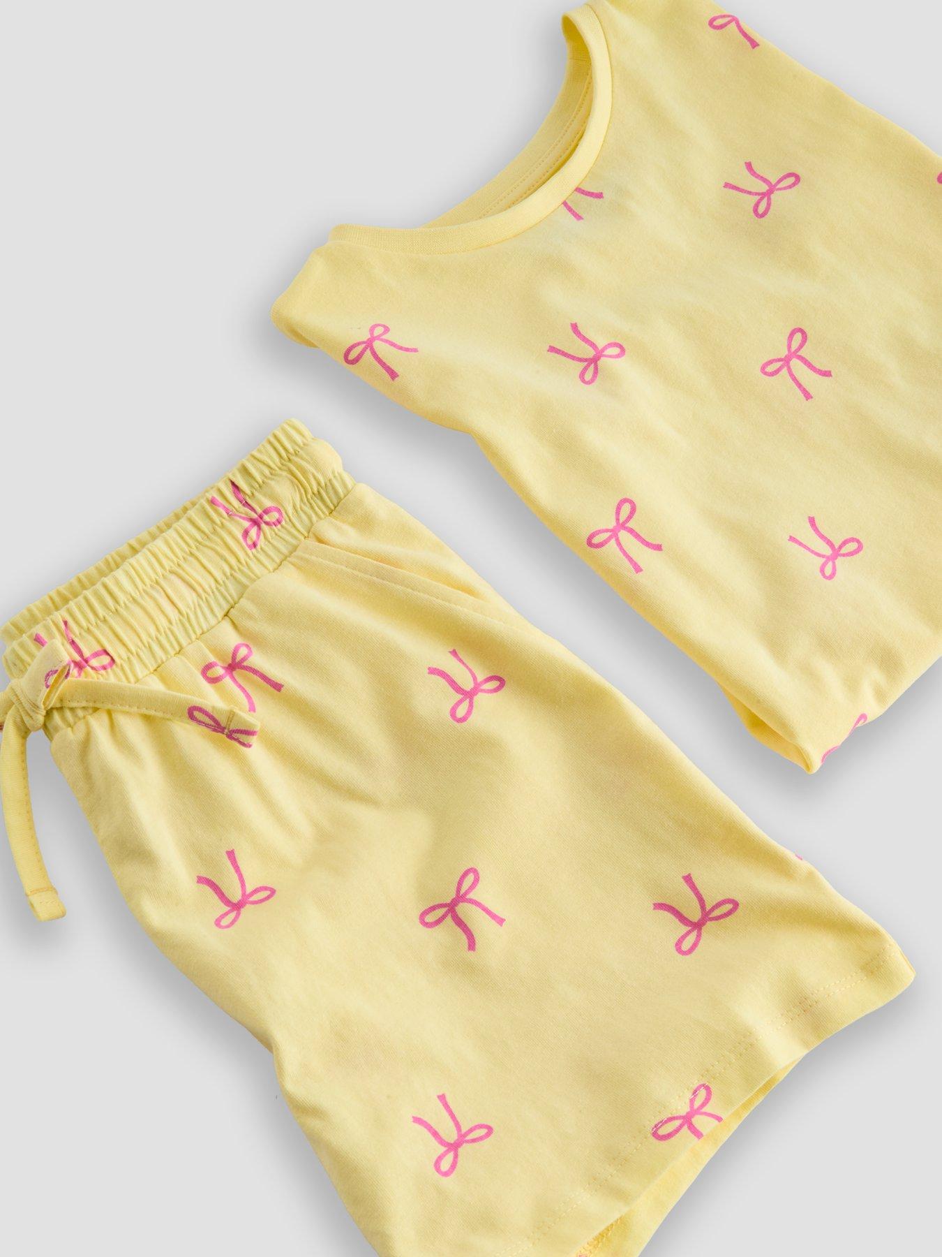 Image 4 of 4 of The Very Collection Girls Bow Print Short Pyjama Set - Yellow
