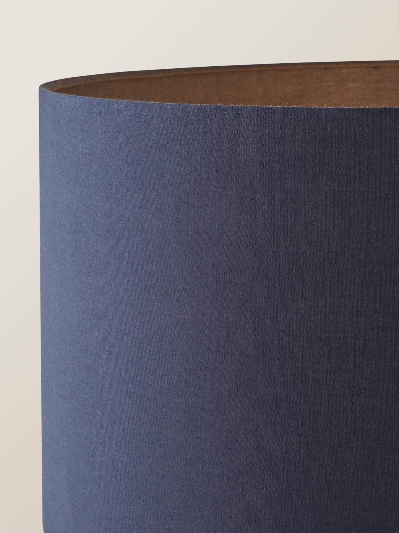 Image 5 of 6 of ValueLights Hiru Cream 3 Tier Shelf Wooden Tripod Floor Lamp With Navy Drum Shade