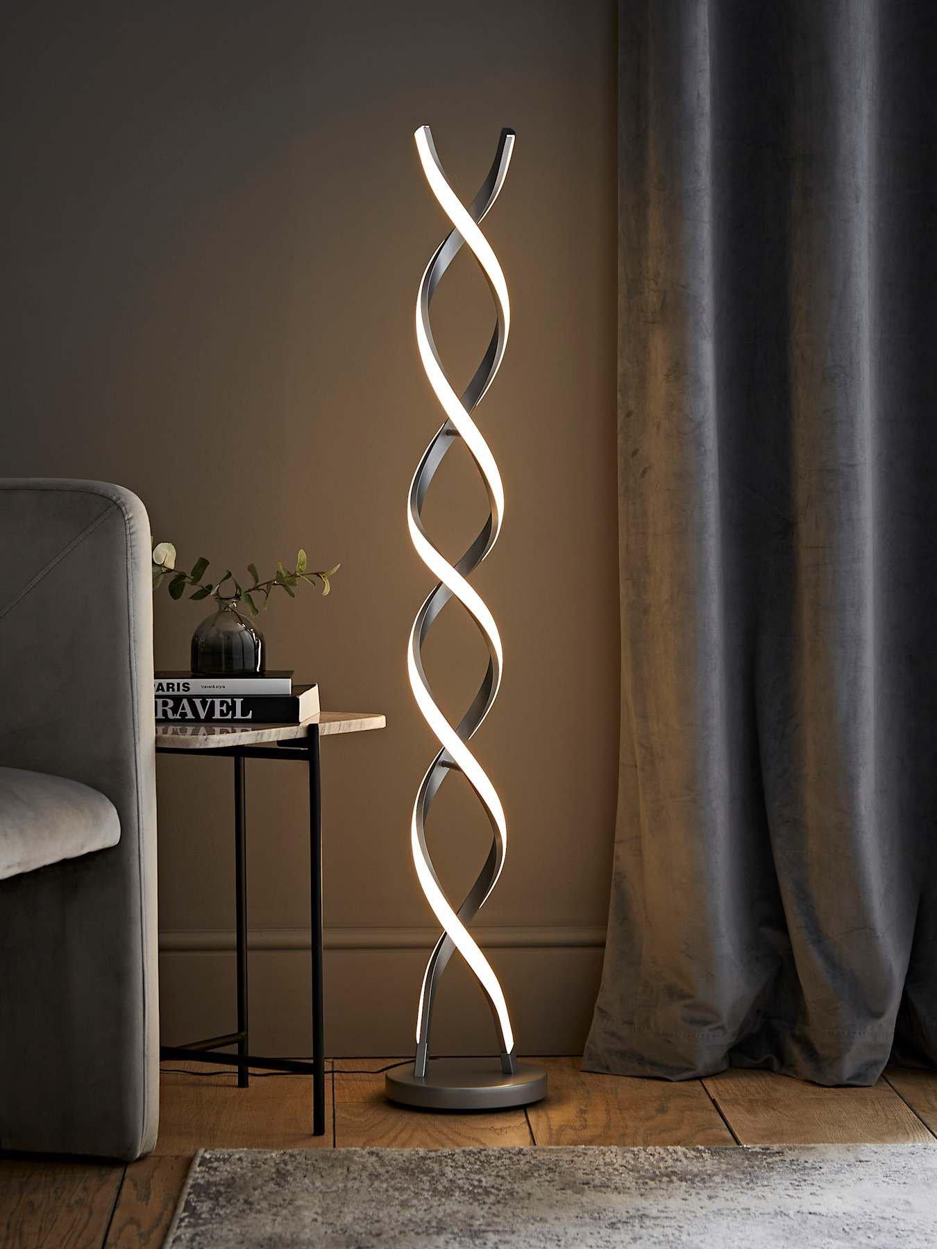 ValueLights Infinity Matte Silver Double Twist Integrated Led Floor Lamp