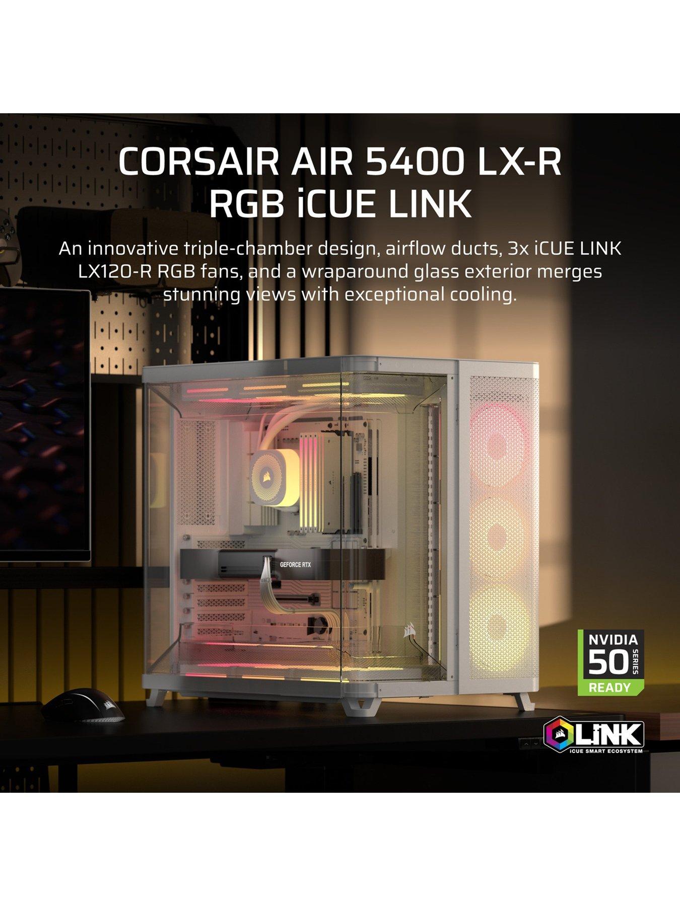 CORSAIR AIR 5400 LX-R LINK Tempered Glass Mid-Tower - White | Very