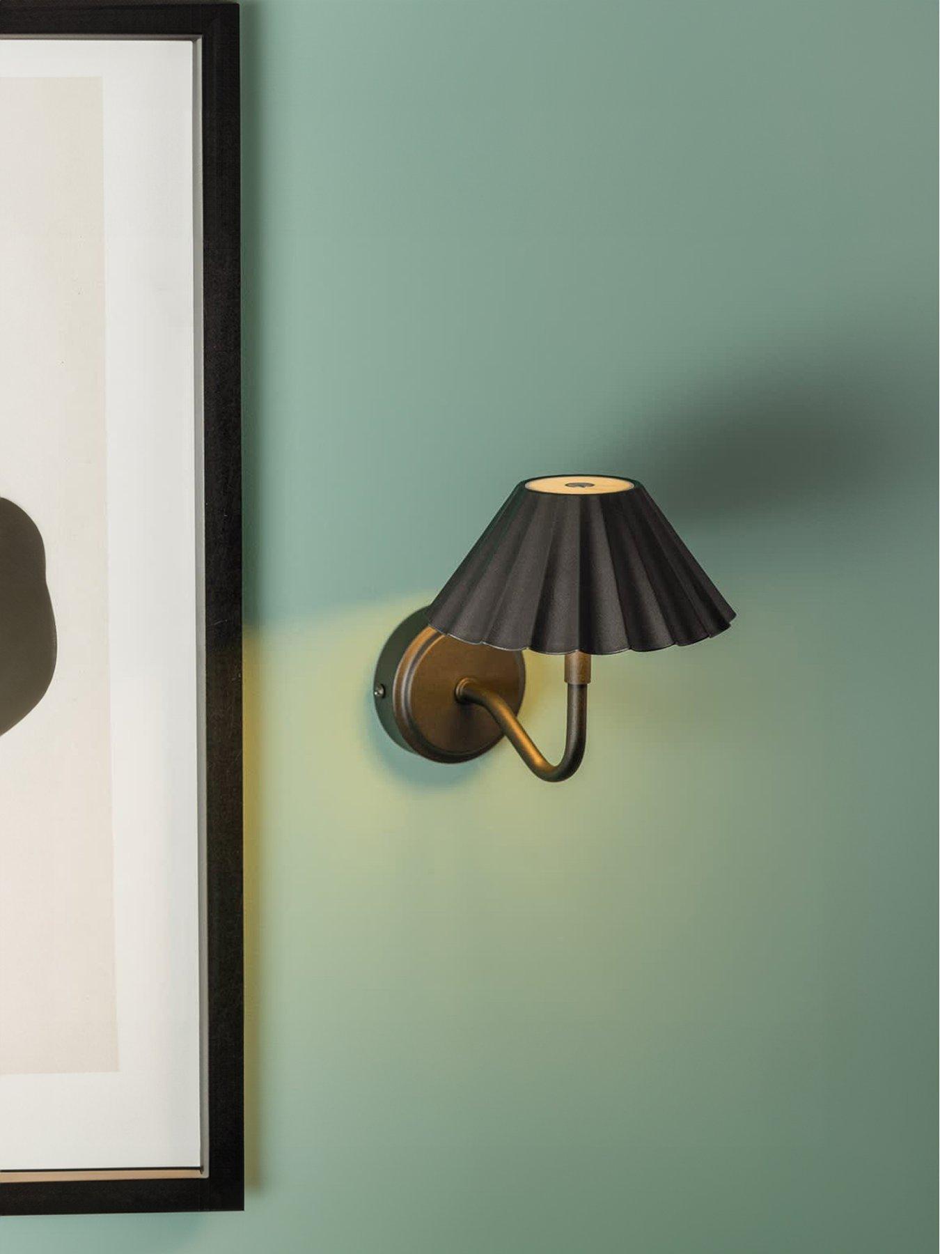 ValueLights Pair Of Avery Black Rechargeable Easy Fit Led Wall Light