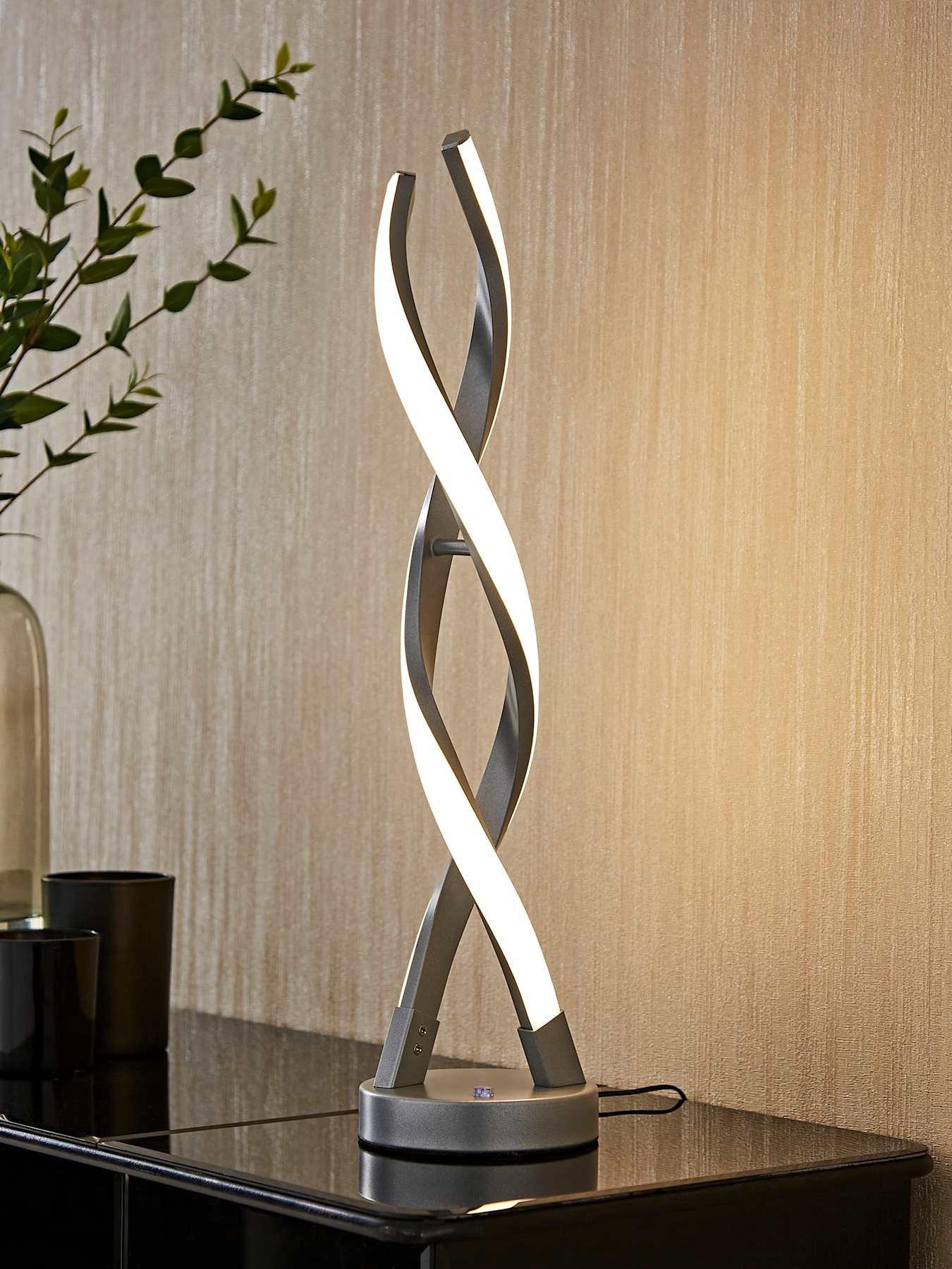 ValueLights Infinity Matte Silver Double Twist Integrated Led Table Lamp