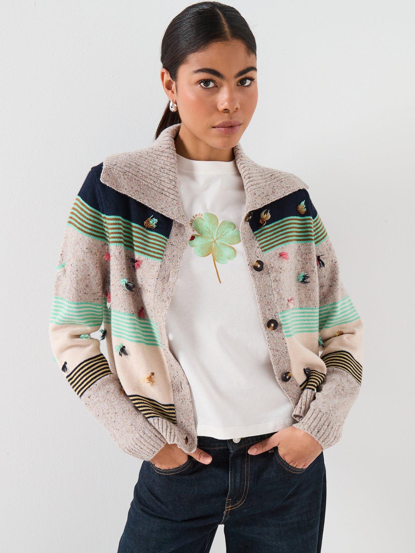 PS PAUL SMITH Womens Knitted Button Through Cardigan  - Multi