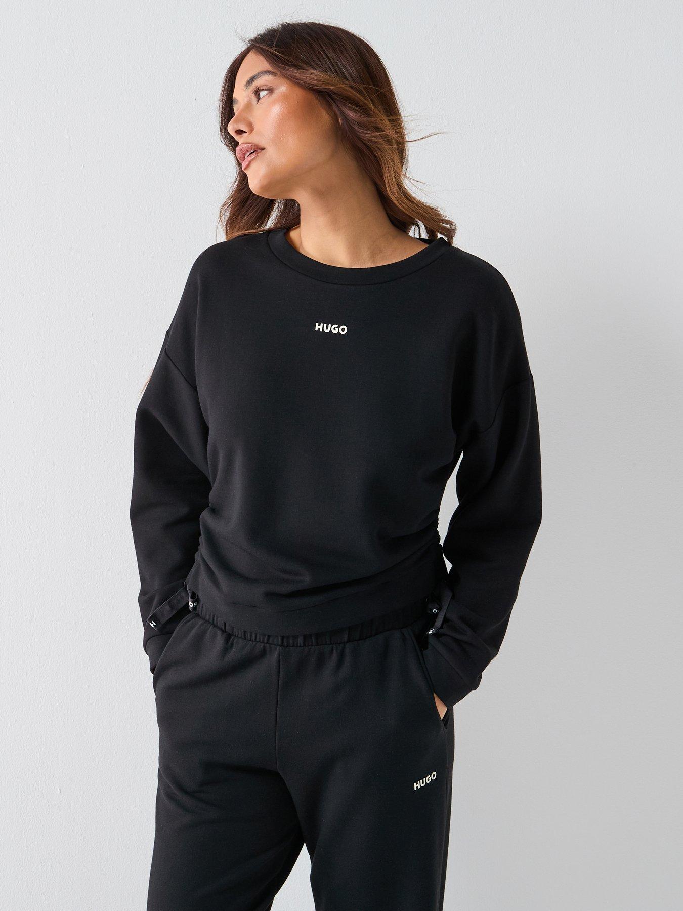 HUGO Casual Logo Sweatshirt, Black, Size L, Women
