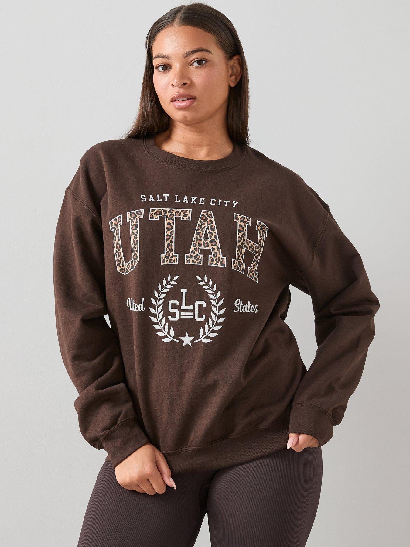 The Very Collection Curve Animal Slogan Sweat - Brown